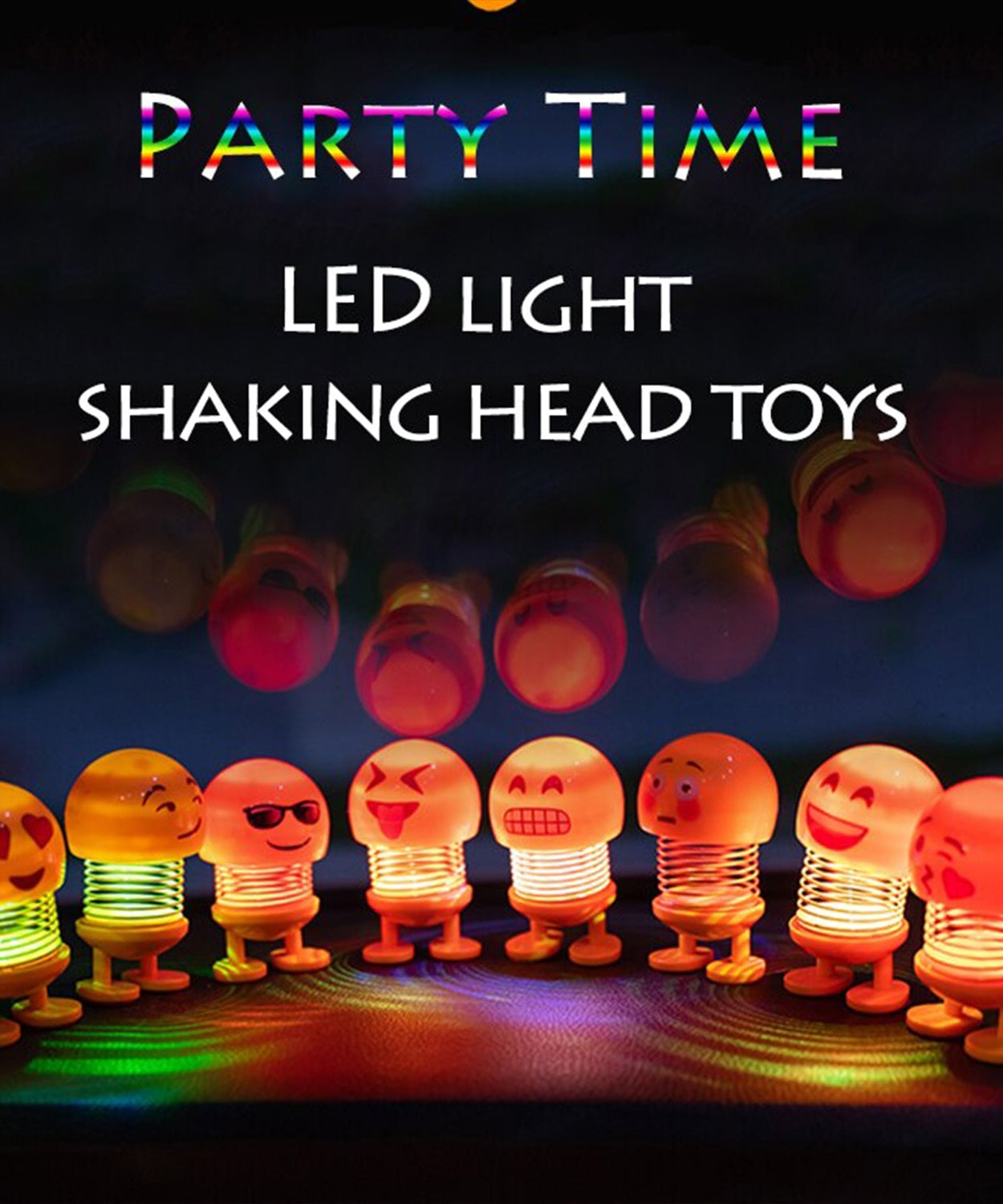 Dancing LED emoji doll for car interior.