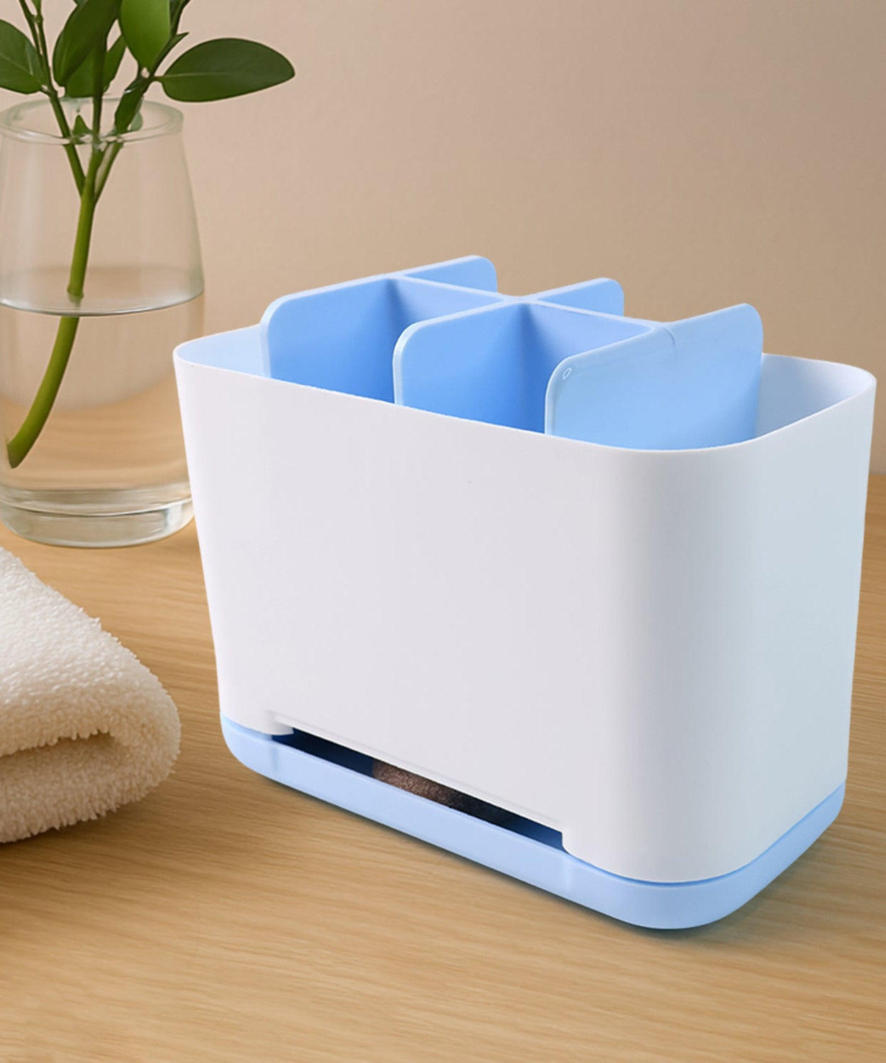 6 Compartment Multi Purpose Organizer Toothbrush Holder Stand Plastic Caddy (1 Pc)