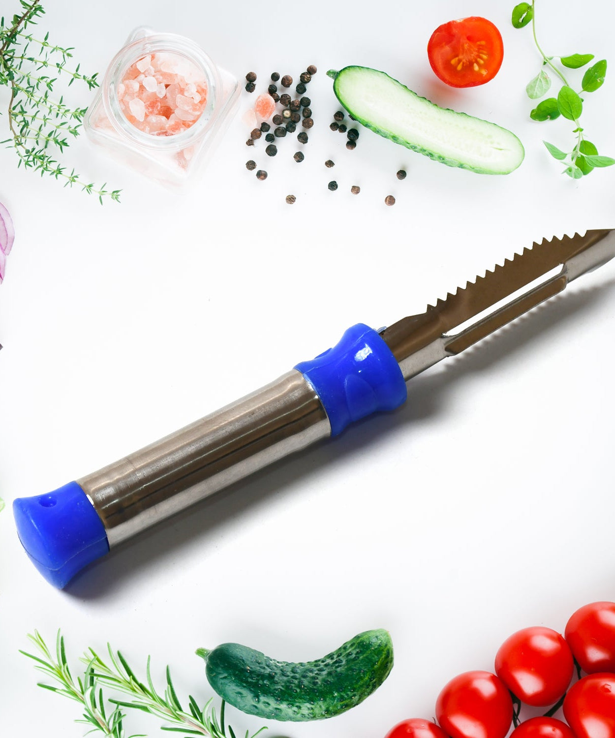 Stainless Steel 2-in-1 Vegetable Peeler - Multifunctional Grater with Hanging Ring (1 pc)