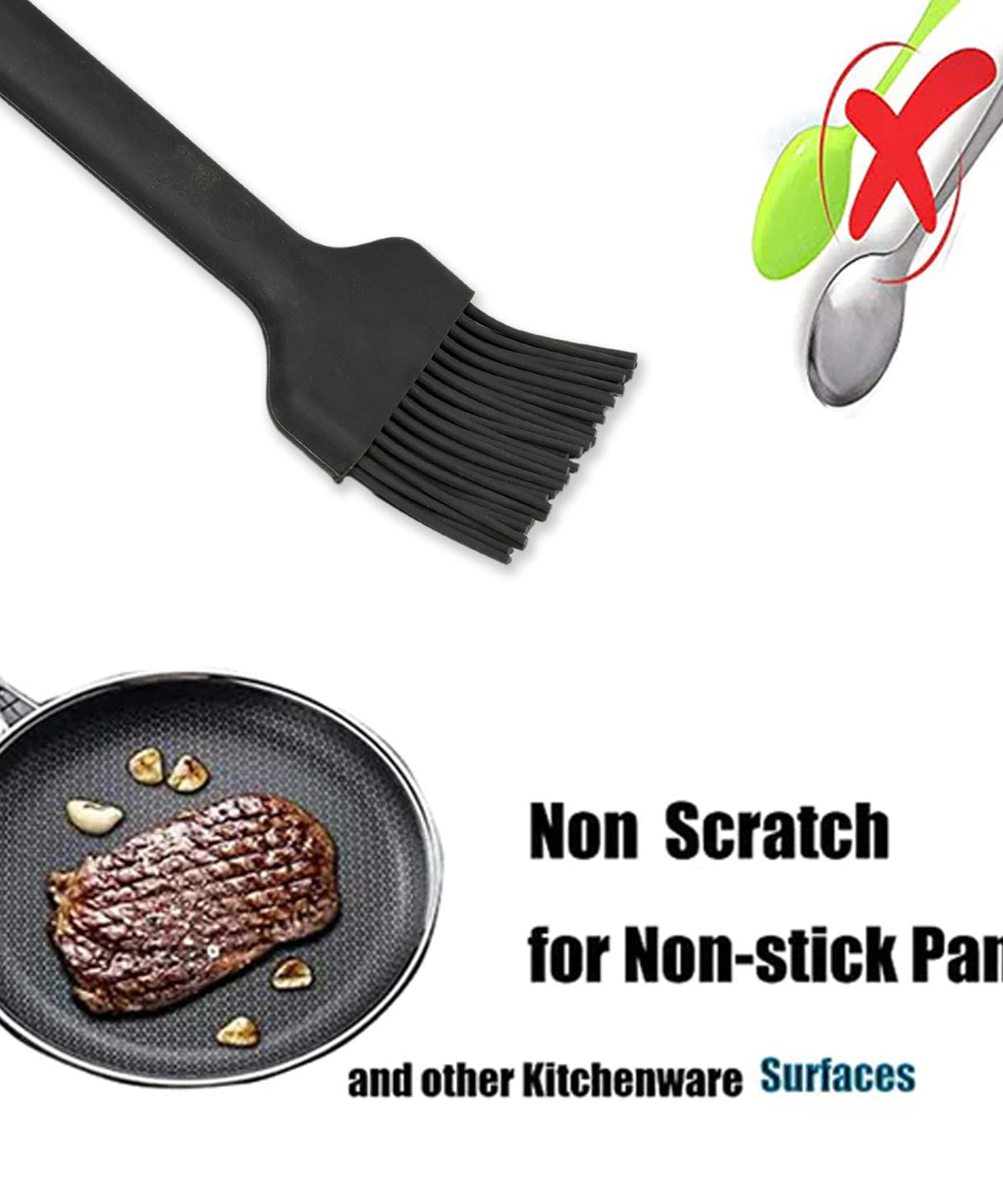 Portable silicone basting brush, side view