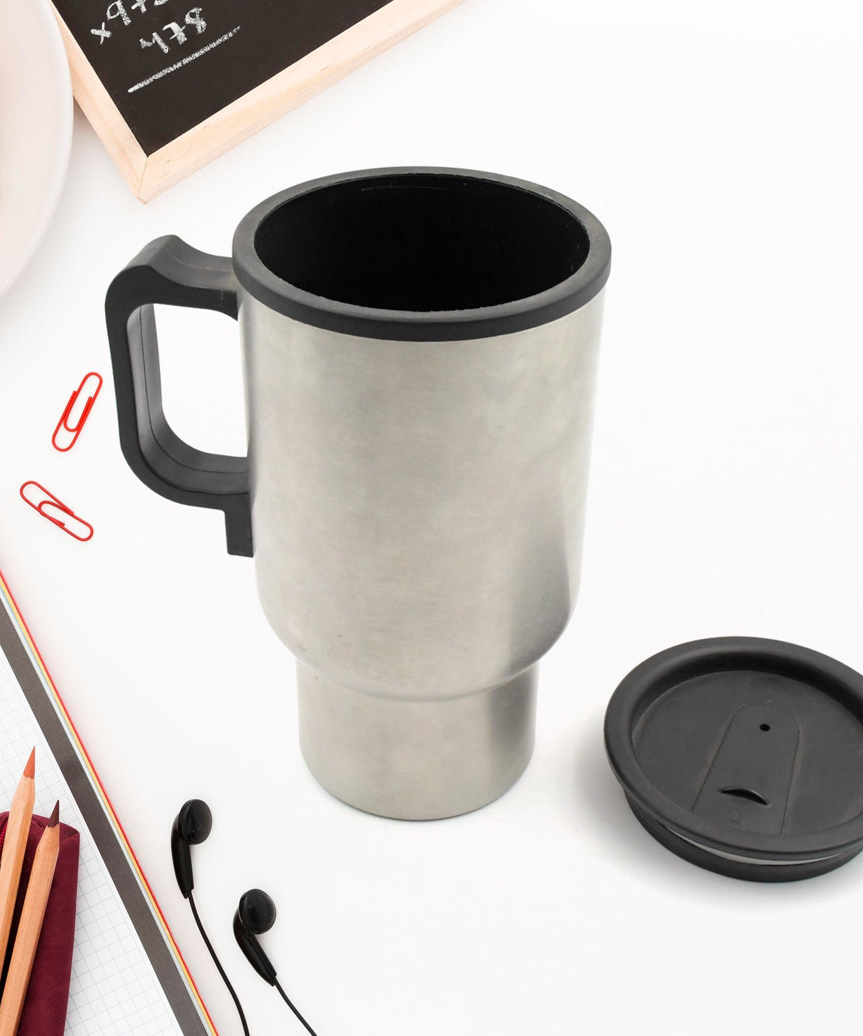 12V car charging electric kettle mug in silver