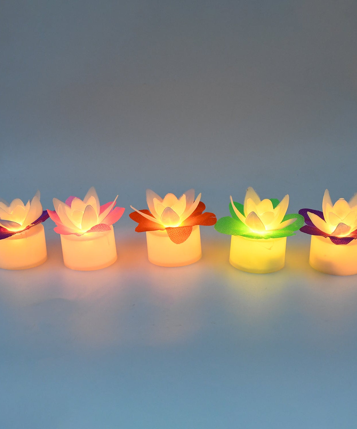 Decoration Candles/Led Diwali Decor Lotus Flower Candle, Diwali (5 Pc)
