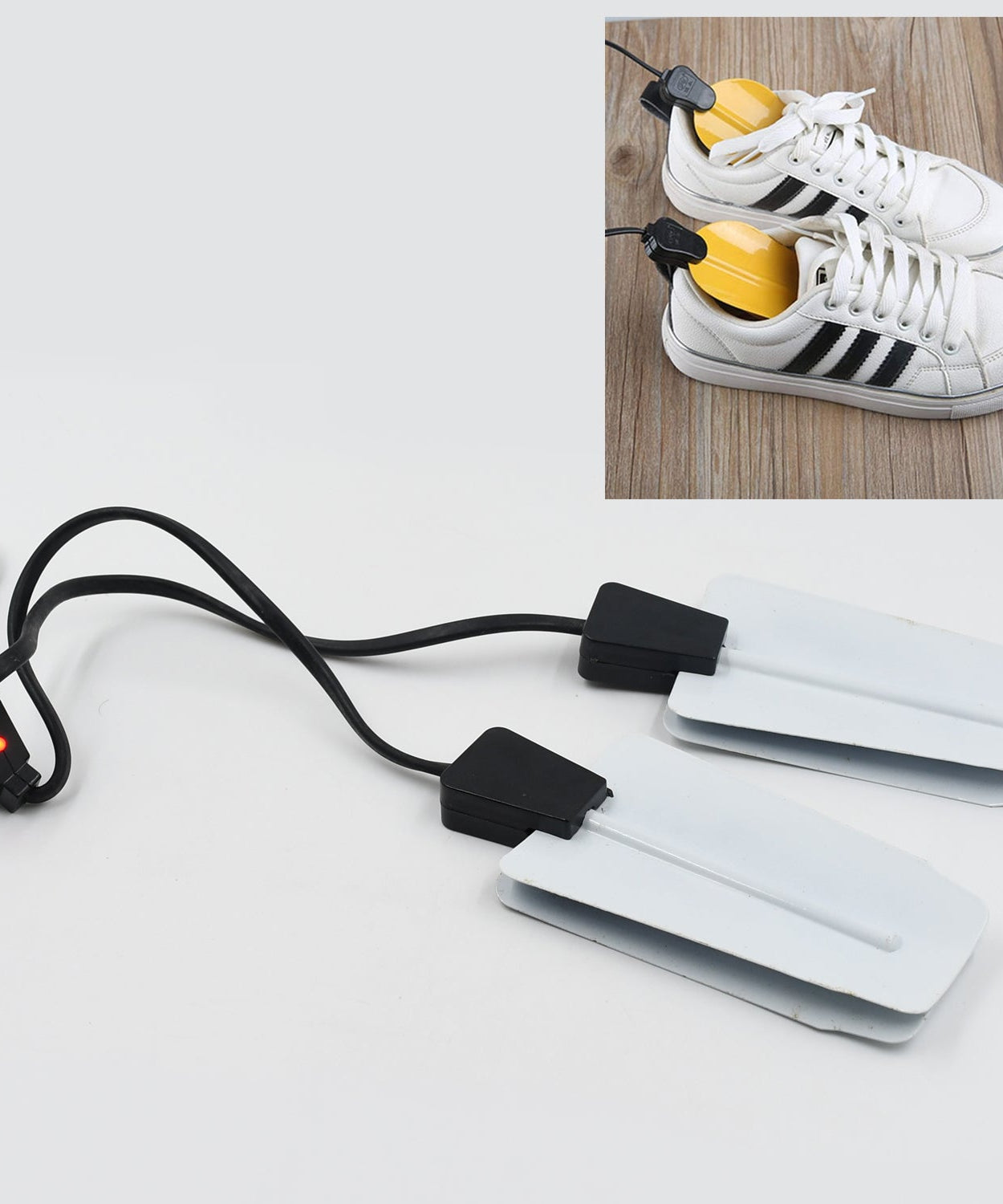 Portable shoe dryer with intelligent timing, suitable for home, hotel, or dorm use.