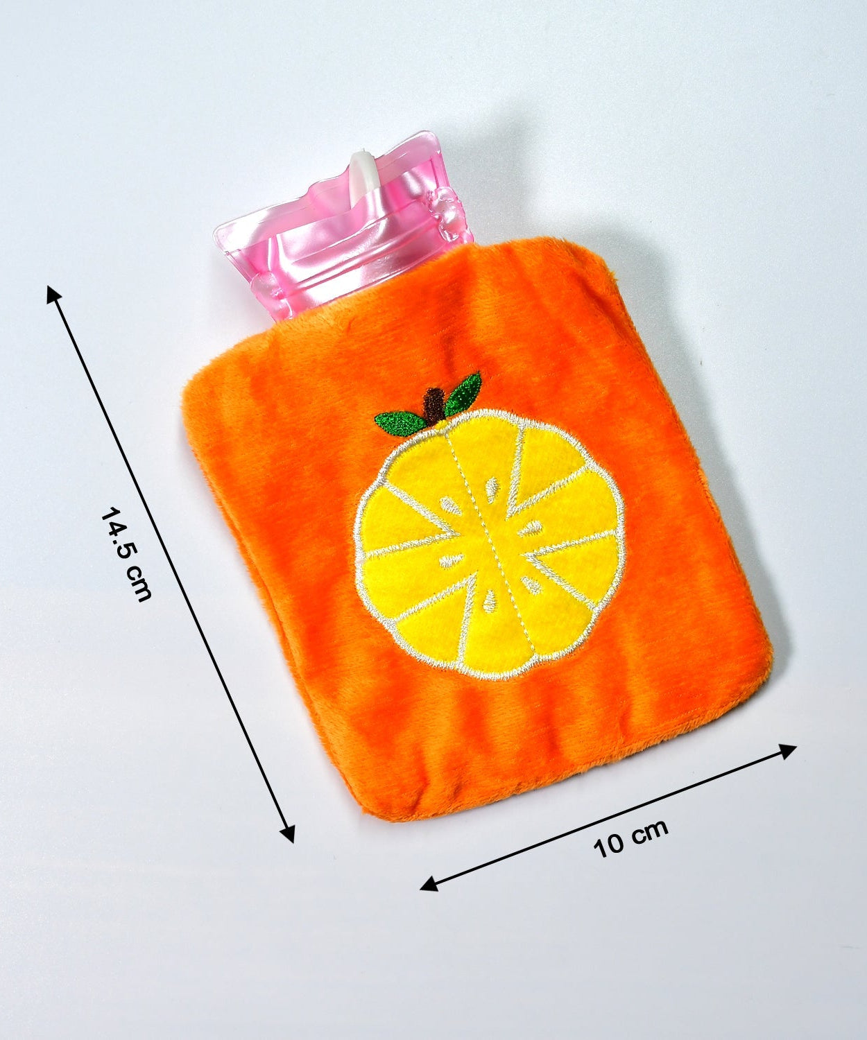 Hot water bag in orange with cover for pain relief
