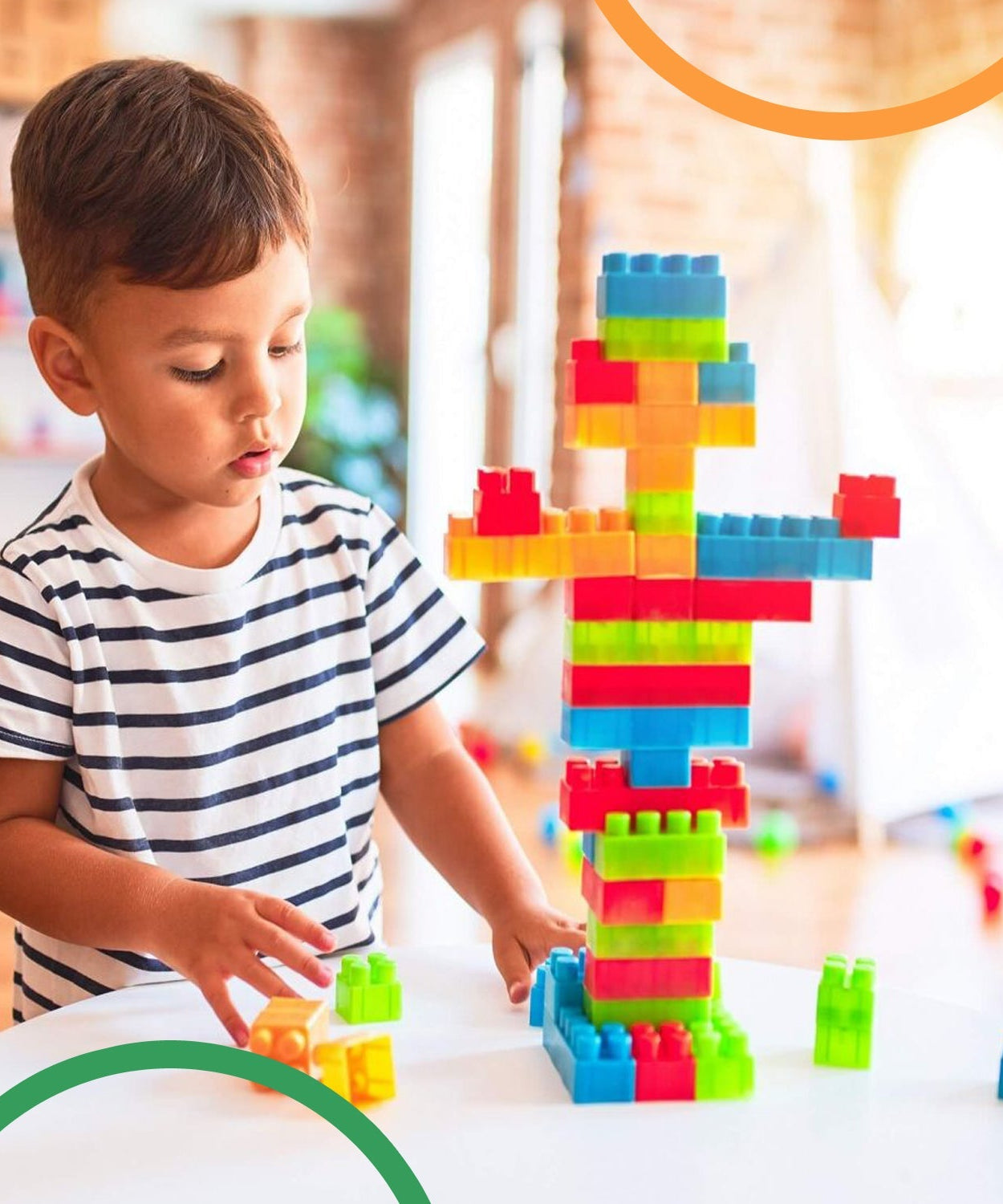 Block puzzle set for kids with multicolor building bricks