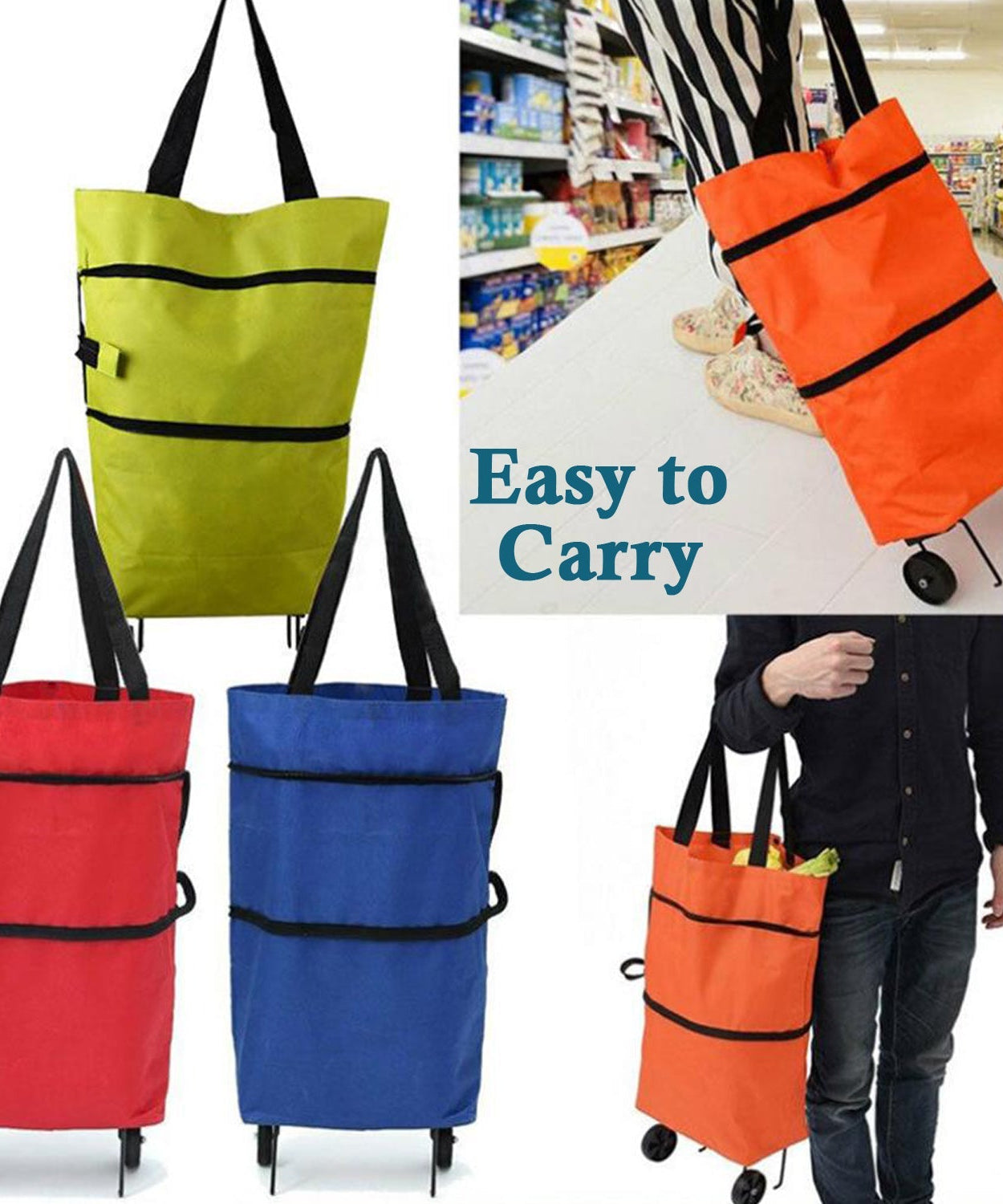 Folding cart bags for travel and shopping, luggage trolley.