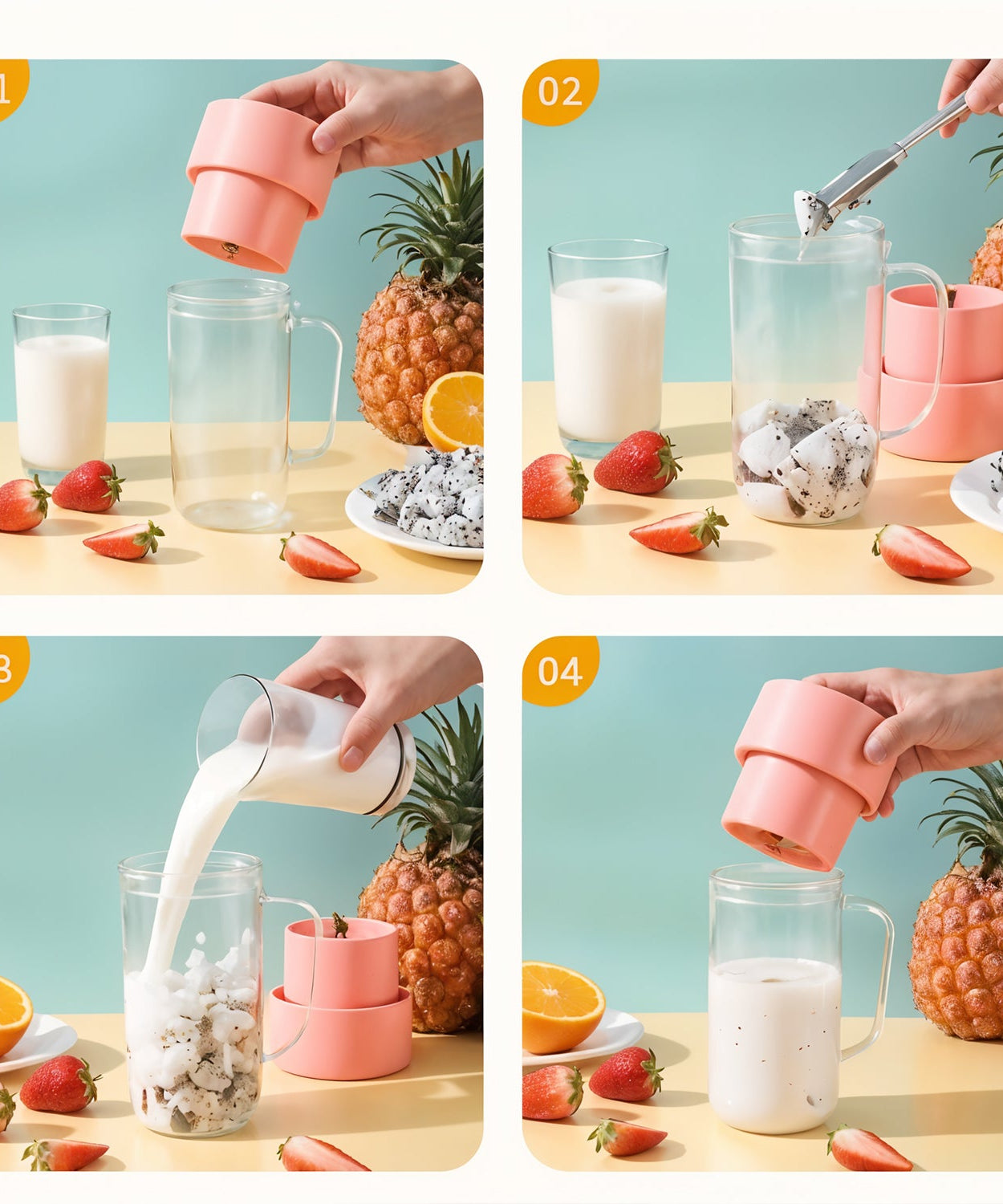 Portable Crusher Juicer With Handle & Straw, USB Rechargeable Multi Blades (420 ML)