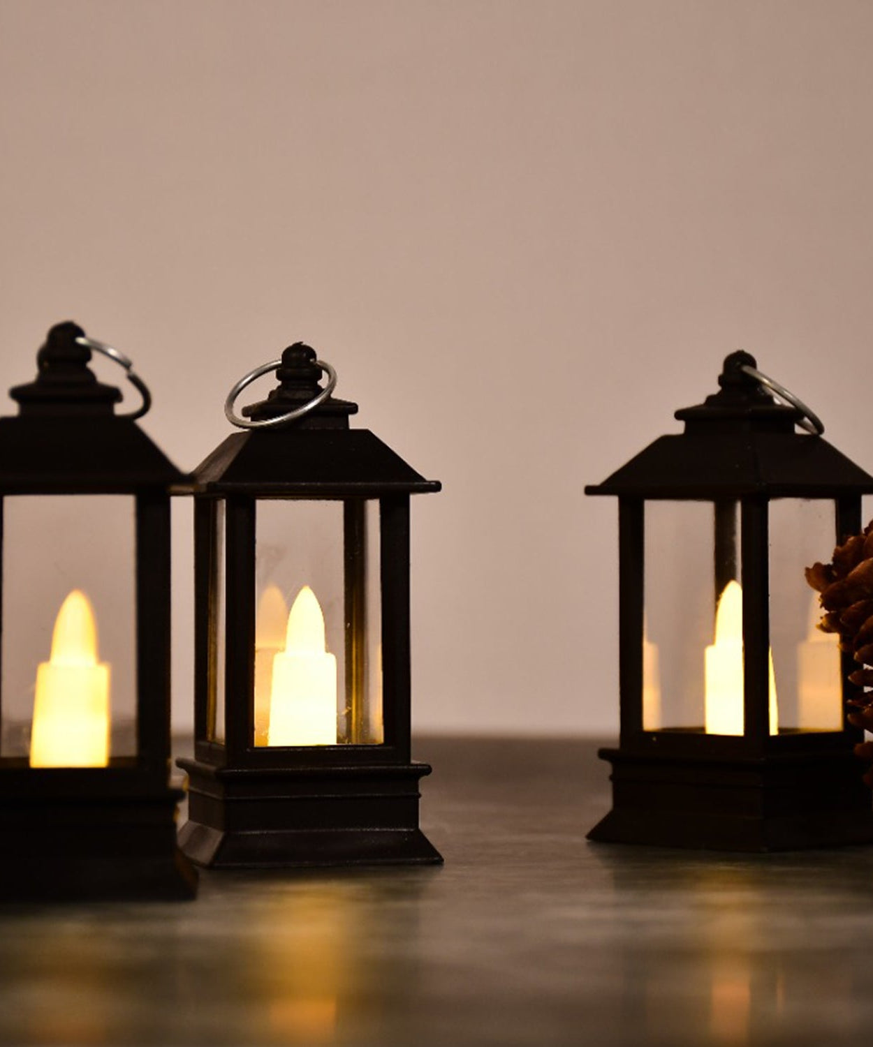 Lantern with artificial candle for indoor and outdoor.