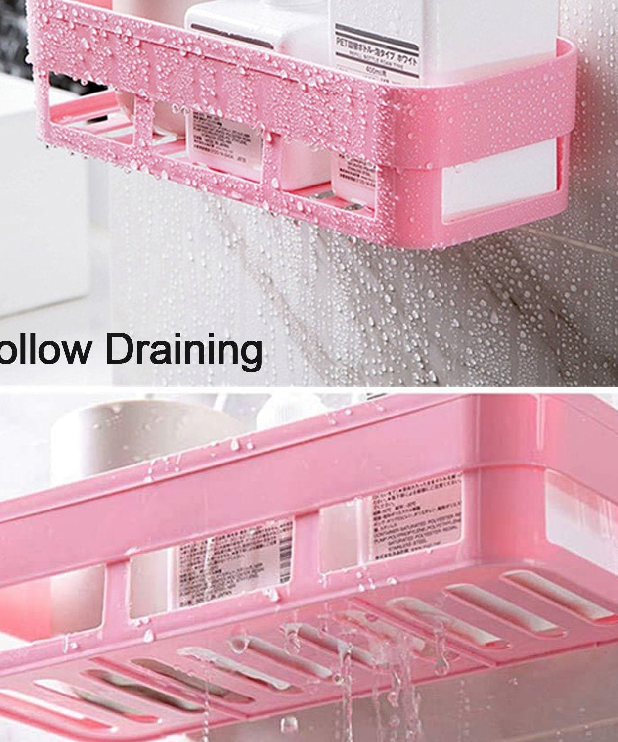 Shower shelf with suction cup, plastic corner rack