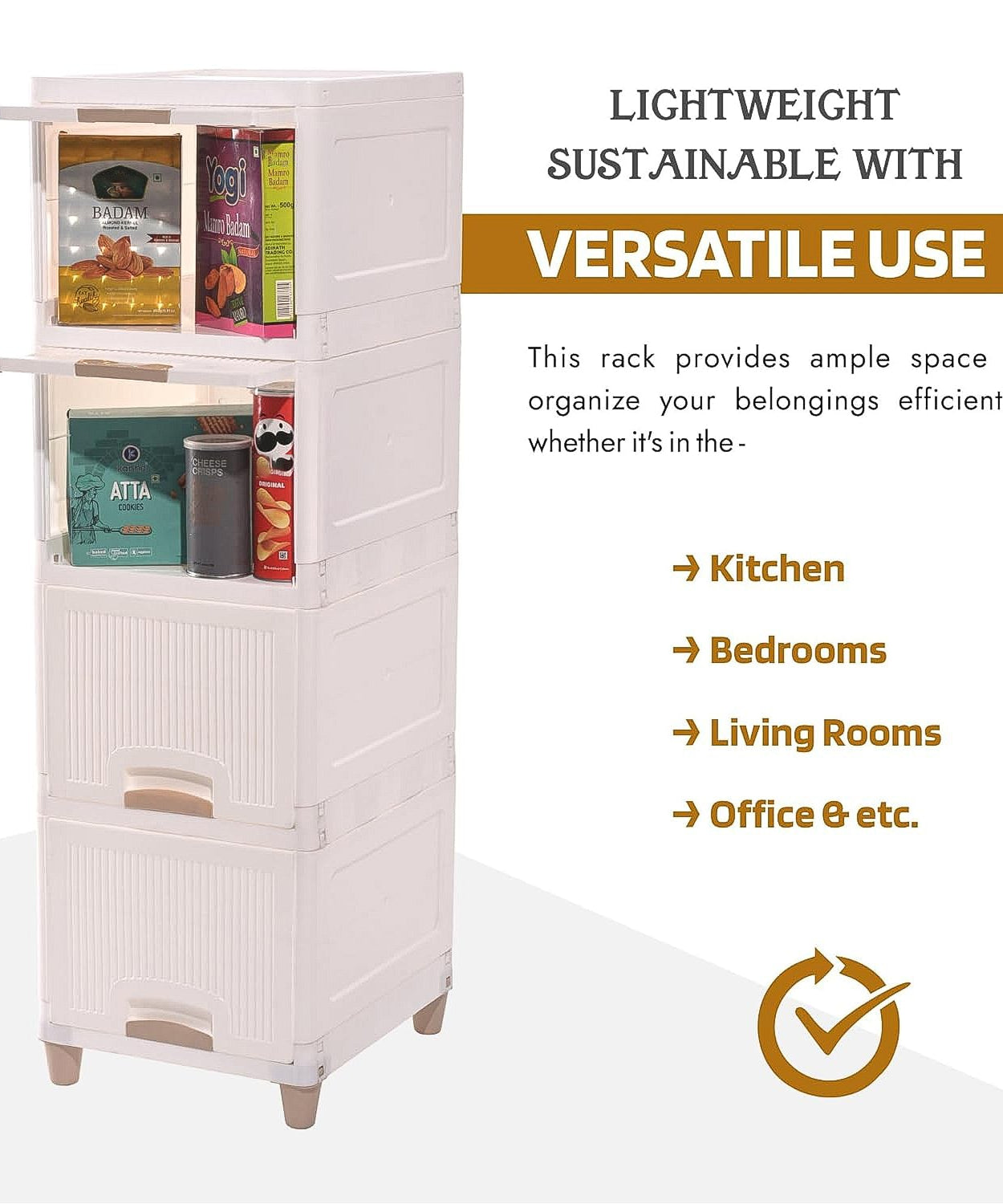 Multi-Purpose 5-Layer Plastic Storage Drawer Cabinet for Home and Office