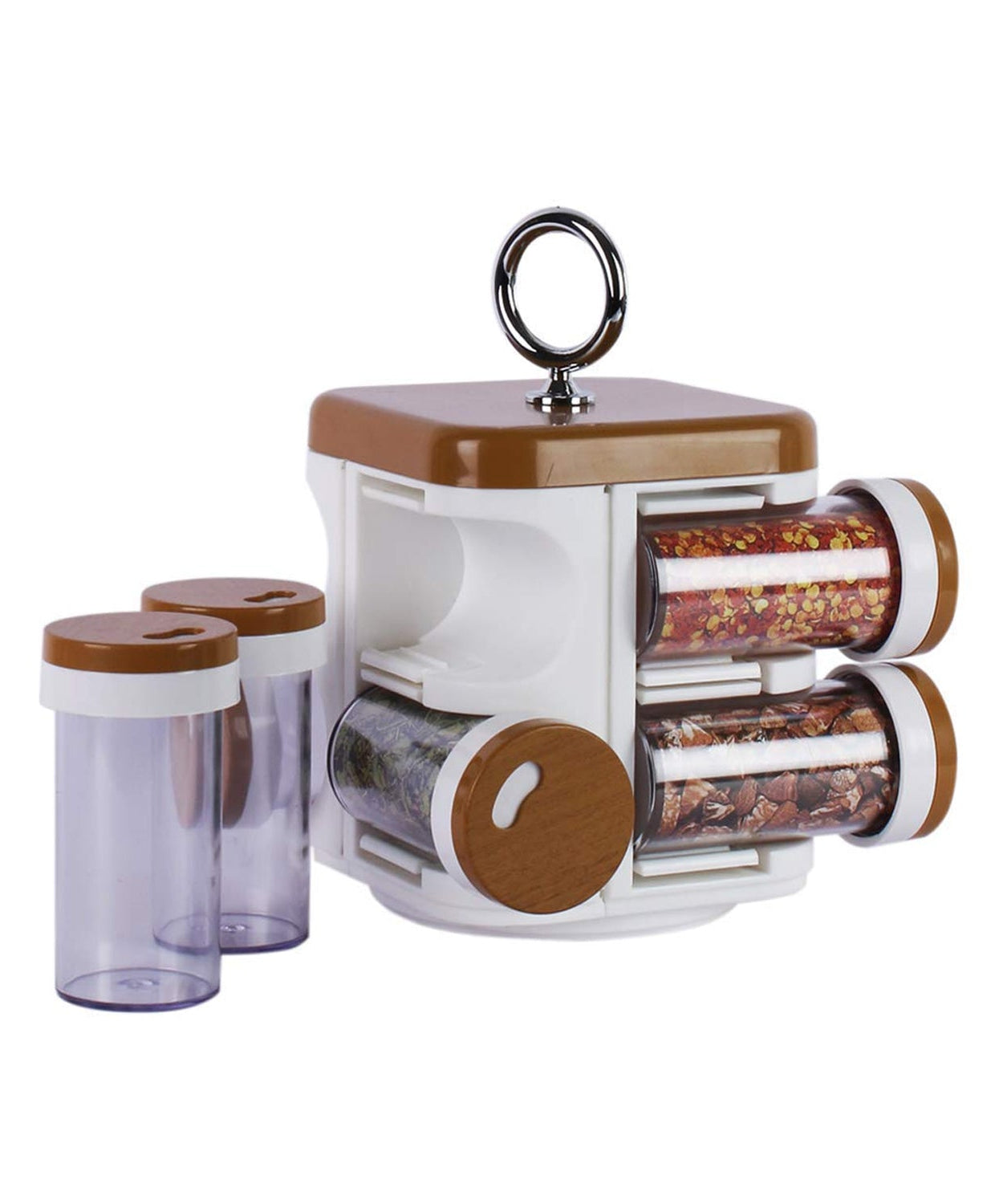 Set of 8 plastic spice jars by Ganesh Storewell, visible arrangement.