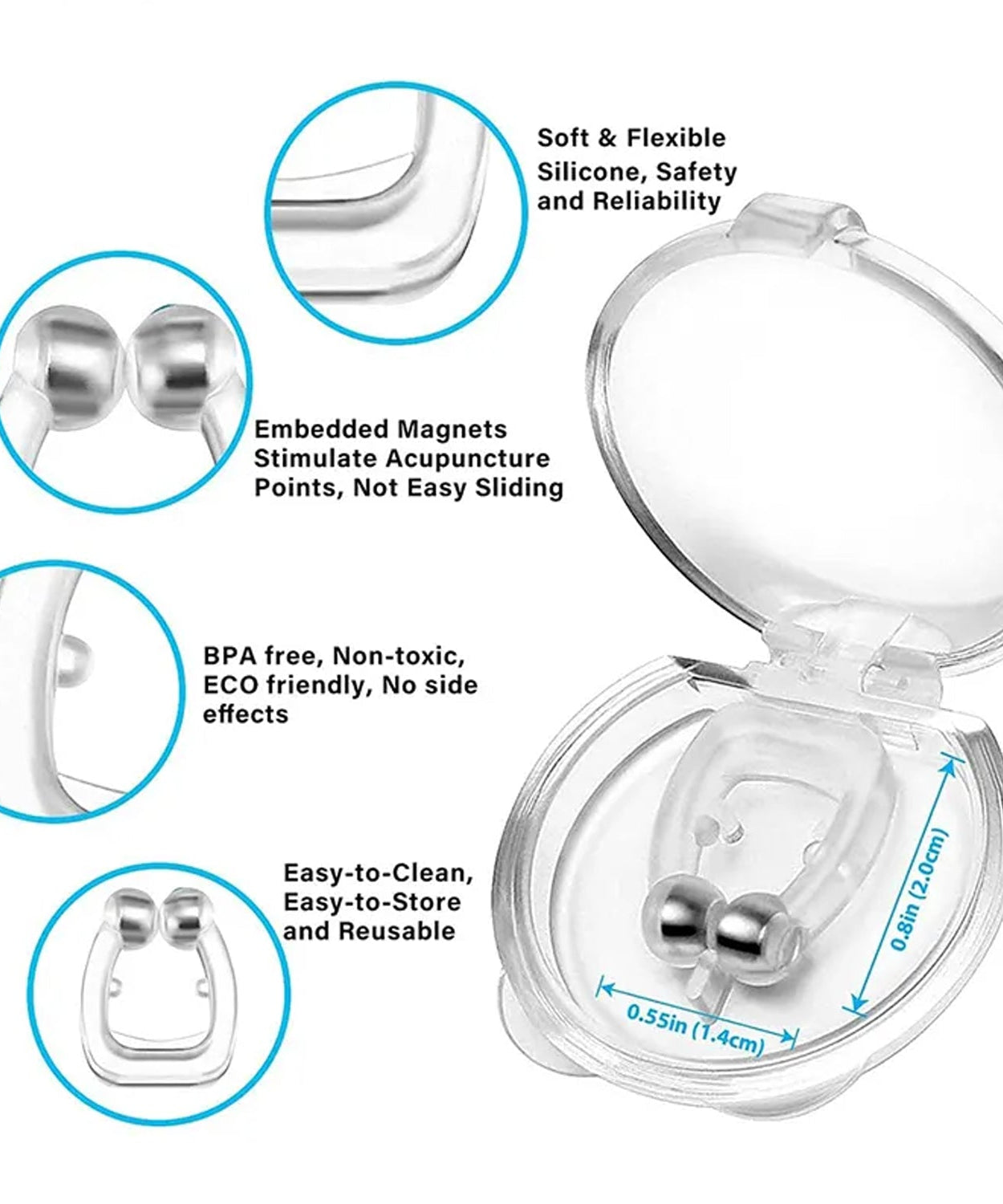 Anti Snore device for men and woman Silicone Magnetic Nose Clip For heavy Snoring sleeper, Snore Stopper, Anti Snoring Device (1 Pc)