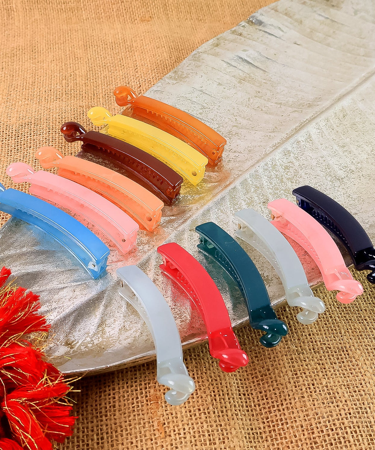 Set of Multicolor Banana Hair Clips 