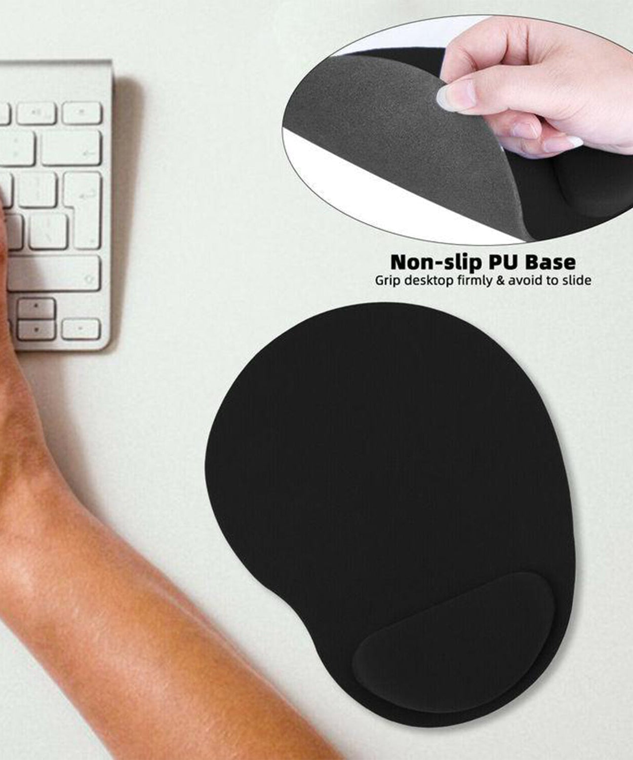 Ergonomic mouse pad with built-in wrist support for comfort