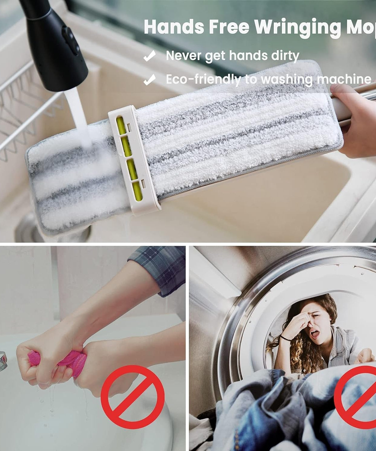Self-cleaning mop for wet and dry use