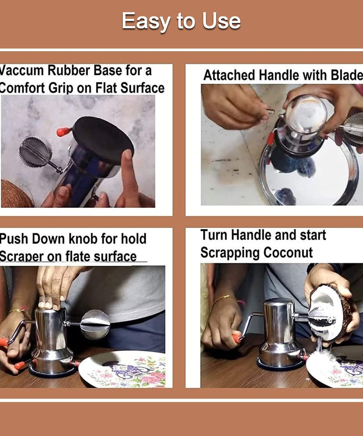 Coconut scraper with handle