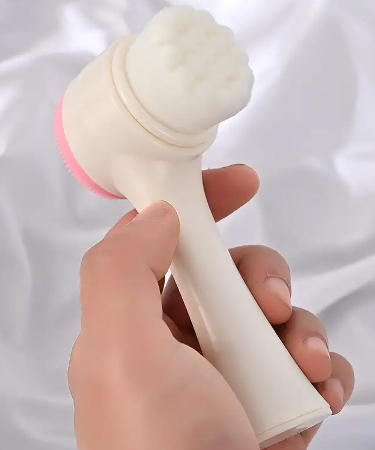 2 in 1 Facial Brush Cleansing | Manual Face Scrubber | Silicone Double-Sided Face Wash Brush for Sensitive, Delicate, Dry Skin (1 Pc)