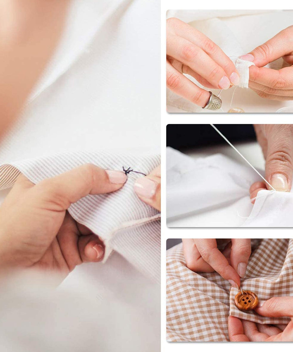 Multi-purpose 62 Pc sewing set with tools for sewing and crafting at home.