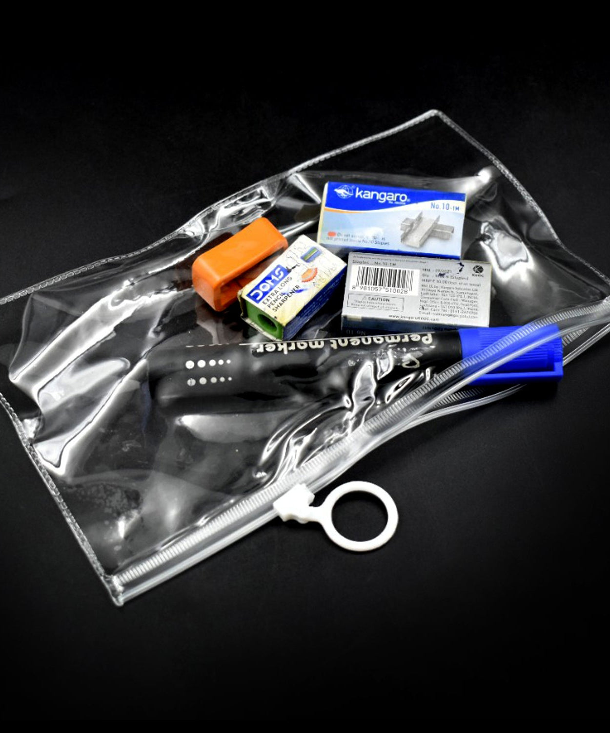 Transparent pouch set for organizing stationary and small items