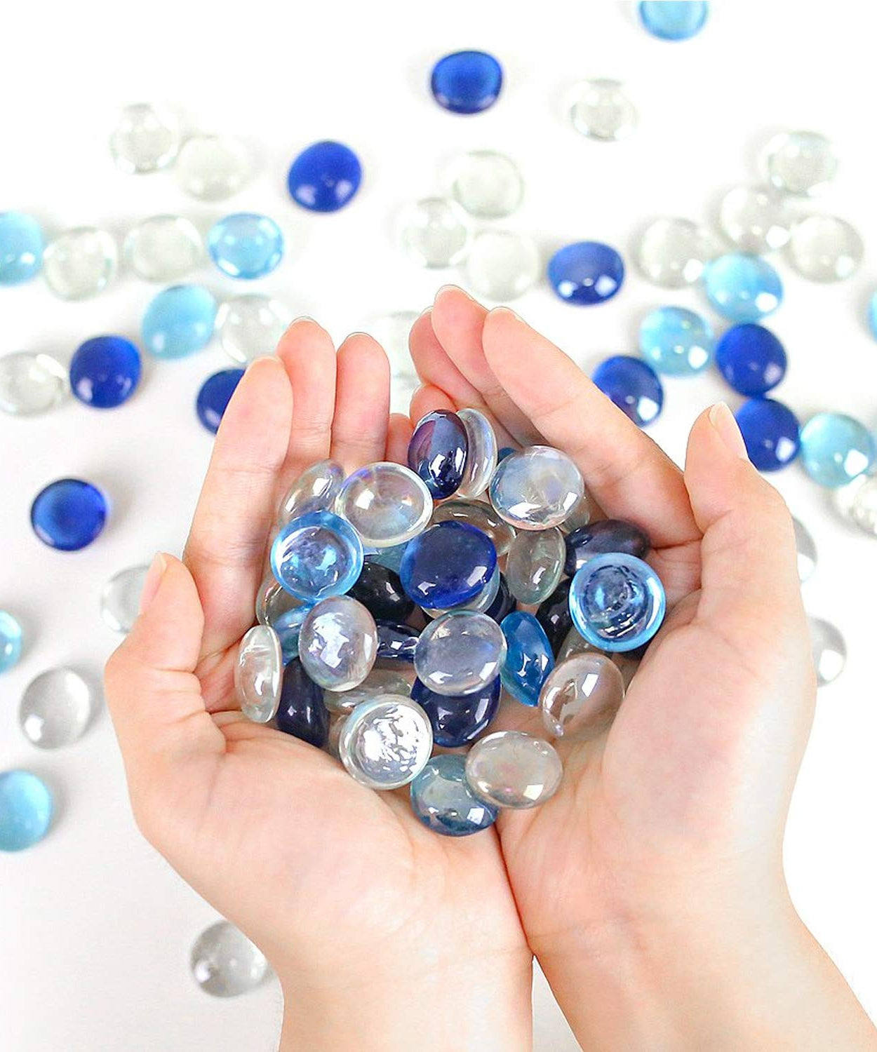 Flat round glass marbles for aquarium and vases