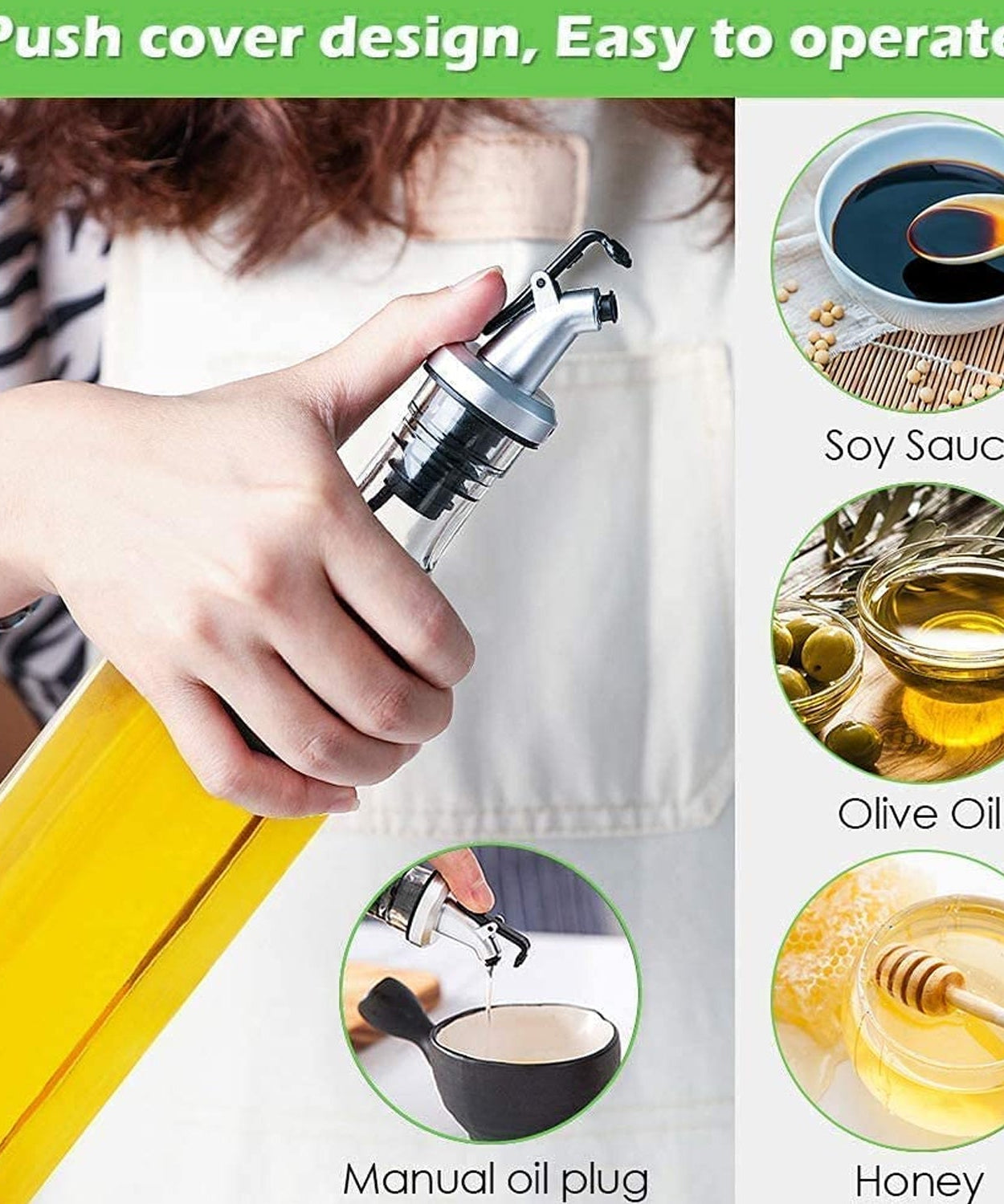 Transparent Glass Oil Dispenser 500 ML Bottle Set of 2, Spice Jar 250 ML Set of 3, Oil Bottle for Kitchen, Oil & Vinegar Storage Glass Bottle, Glass Container for Spice, Masala (5 Pcs Set)