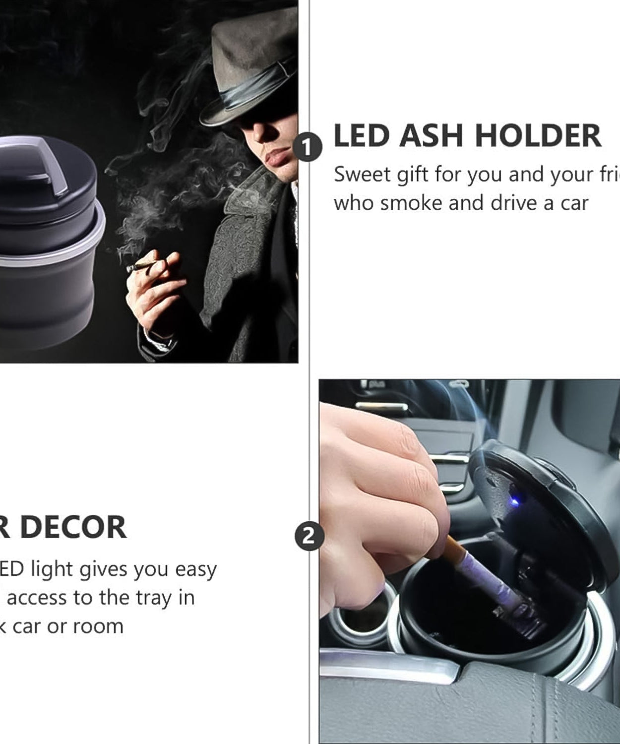 Portable Car Ashtray with Lid and Blue LED Light (1 Pc / With Color Box)