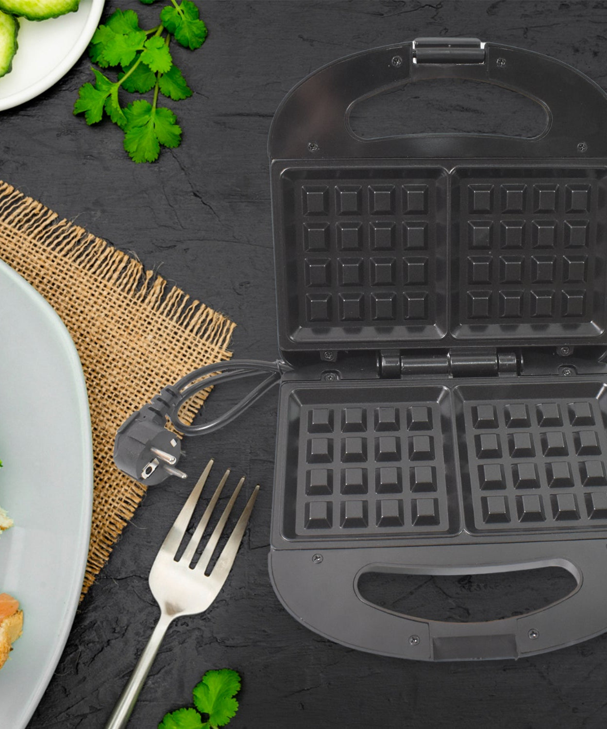 Waffle Maker, Makes 2 Square Shape Waffles| Non-Stick Plates| Easy to Use with Indicator Lights