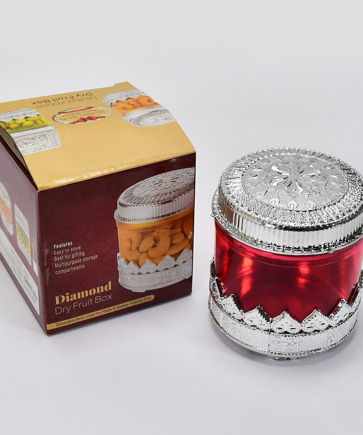 Diamond design dry fruit container, clear view