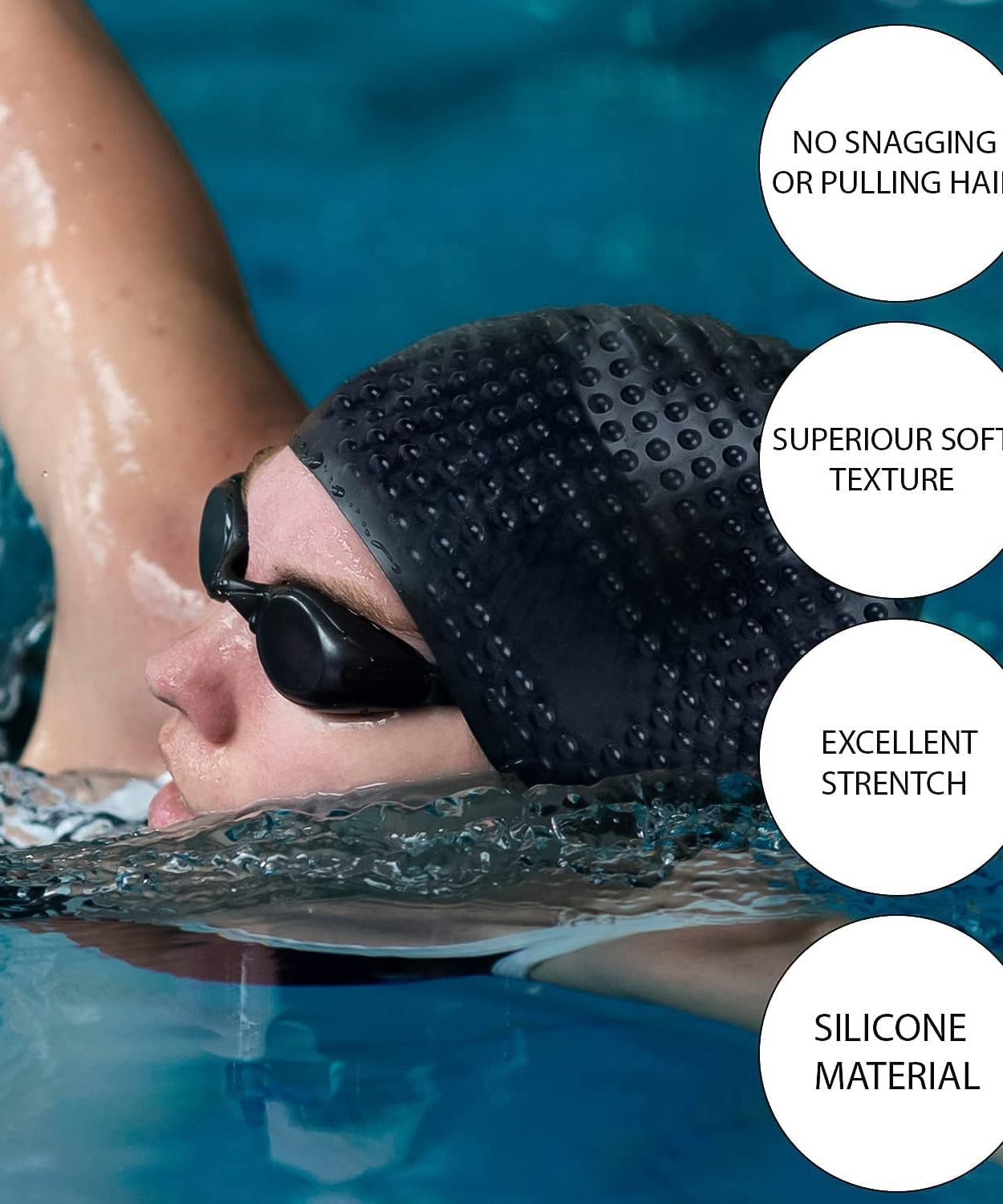 Knx Premium Silicone Waterproof Swimming Cap (1 Pc)