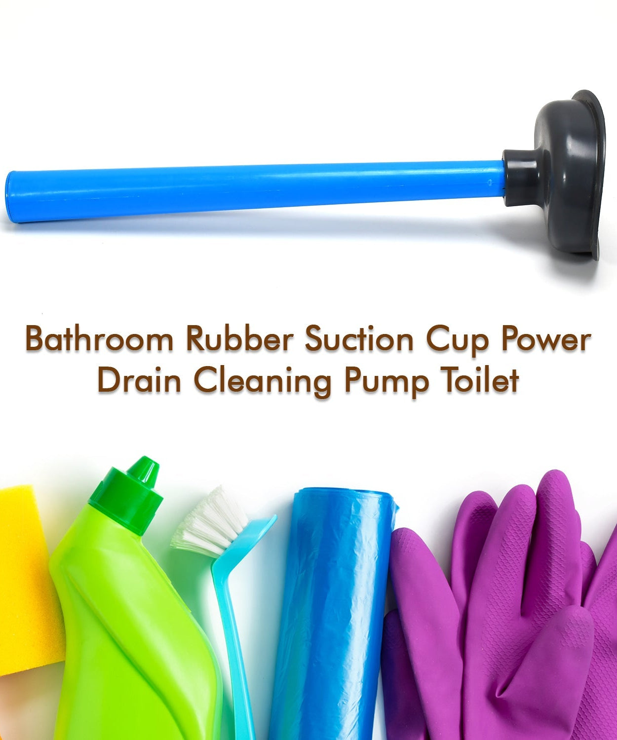 Handheld toilet plunger, suction tool for clearing clogs