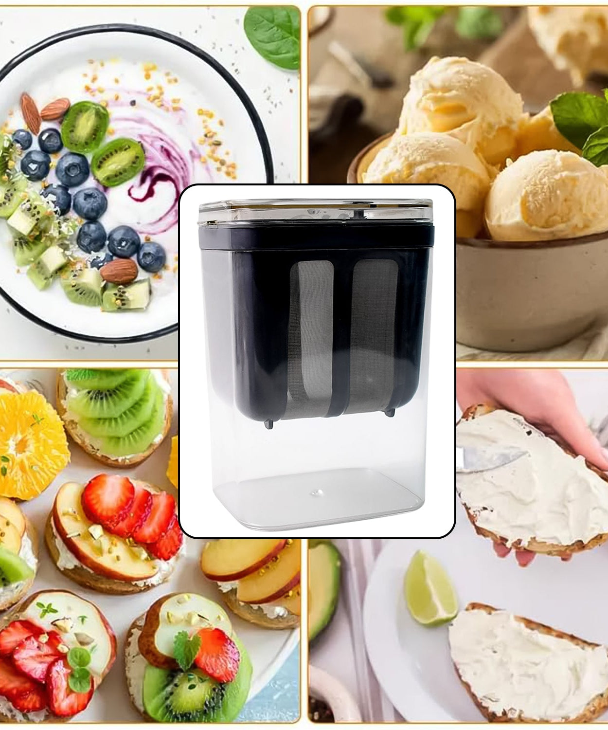 2 in 1 Yogurt Strainer with Storage Box – 1100ml (Plastic + Steel)