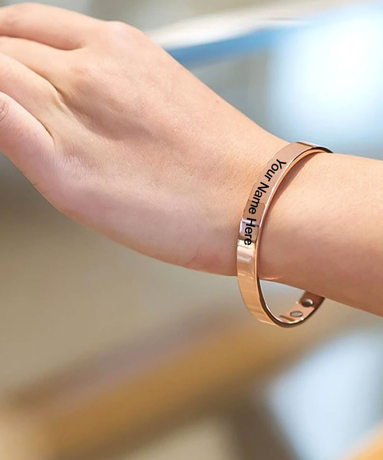 Customized / Personalized Stylish Kada Bracelet (1 Pc / Rose gold Copper)