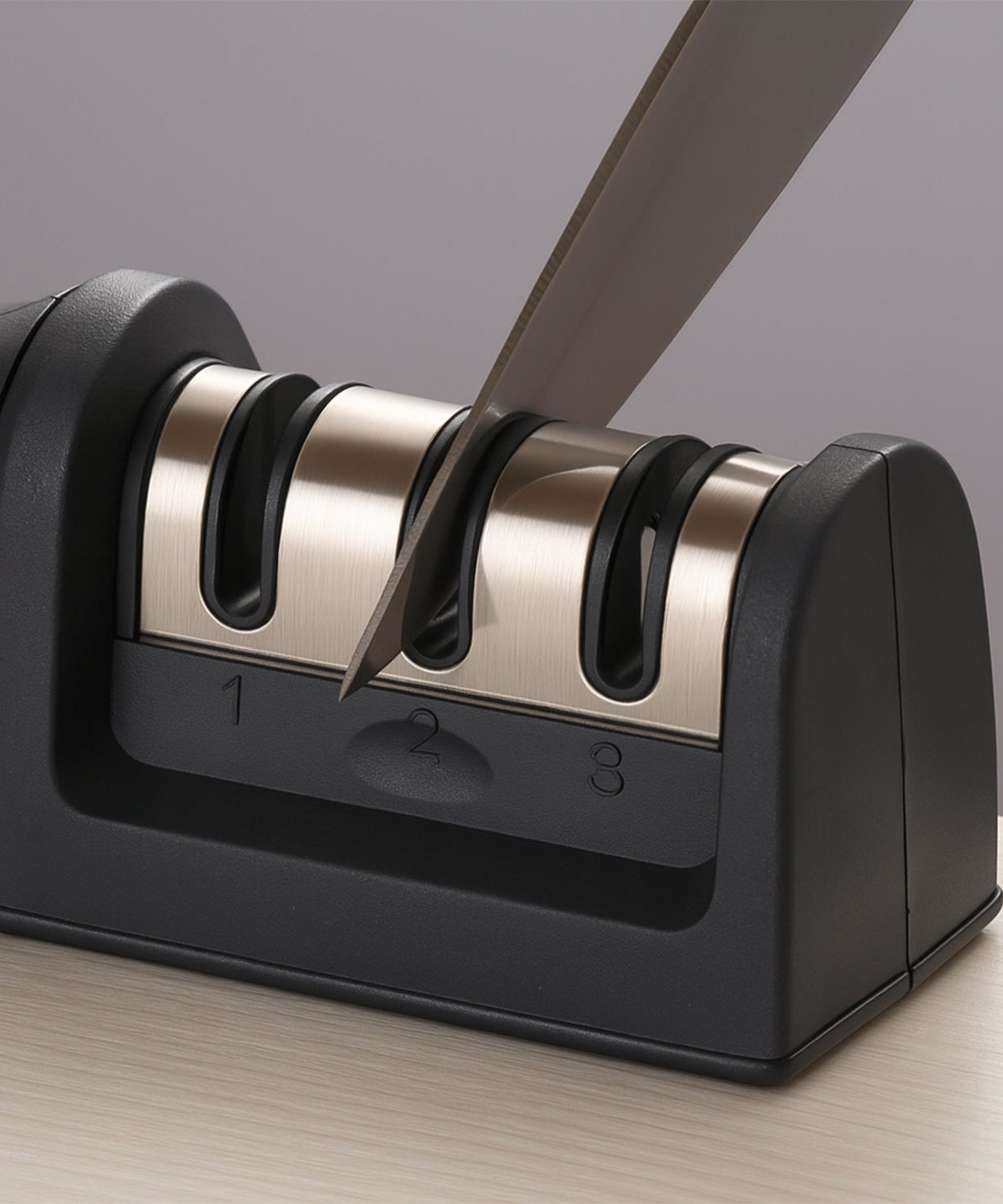 Manual Red & Black Knife Sharpener 3 Stage Sharpening Tool for Ceramic Knife and Steel Knives.