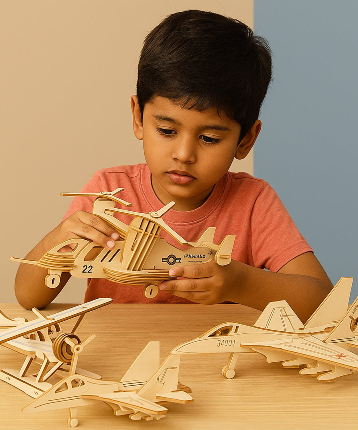 3D Wooden Aircraft Puzzle DIY Assembly Kit (Mix Design – 1 Set)