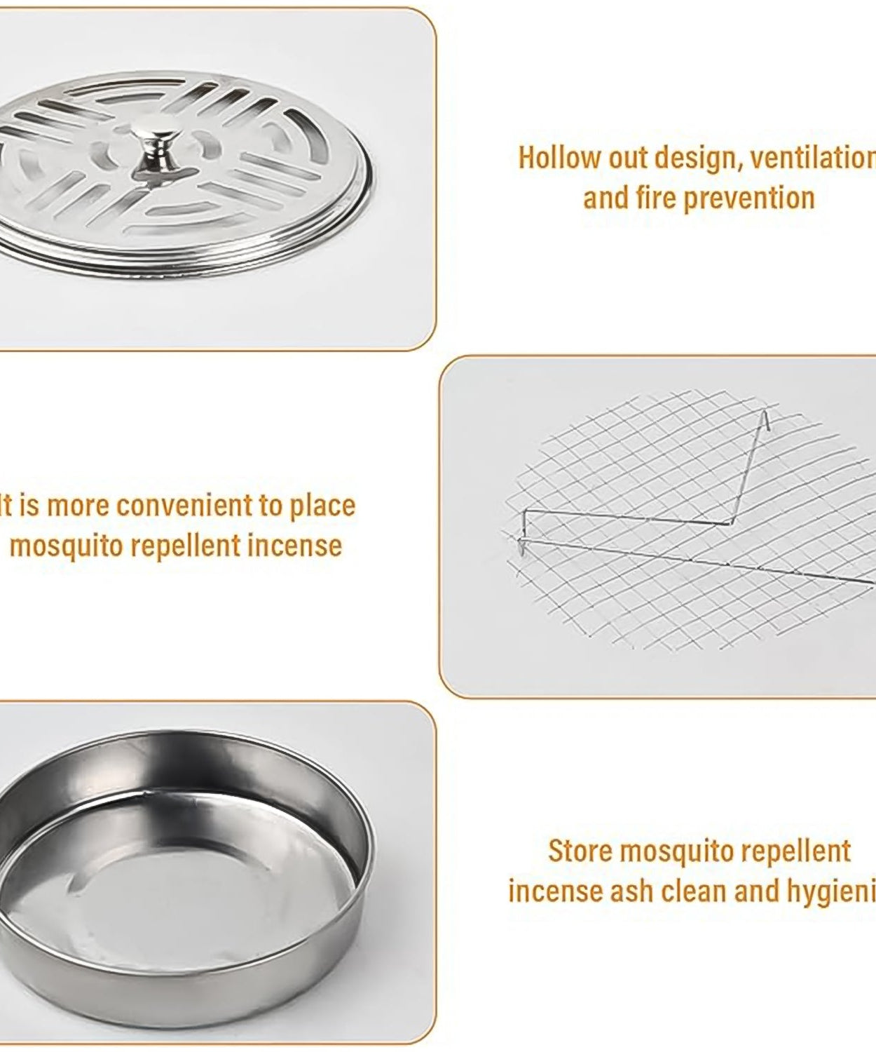 Decorative Mosquito Coil Holder Mosquito Coil Container, Incense Holder Safe Burning Coil Tray for Home Patio Pool Side Outdoor, Metal Tray