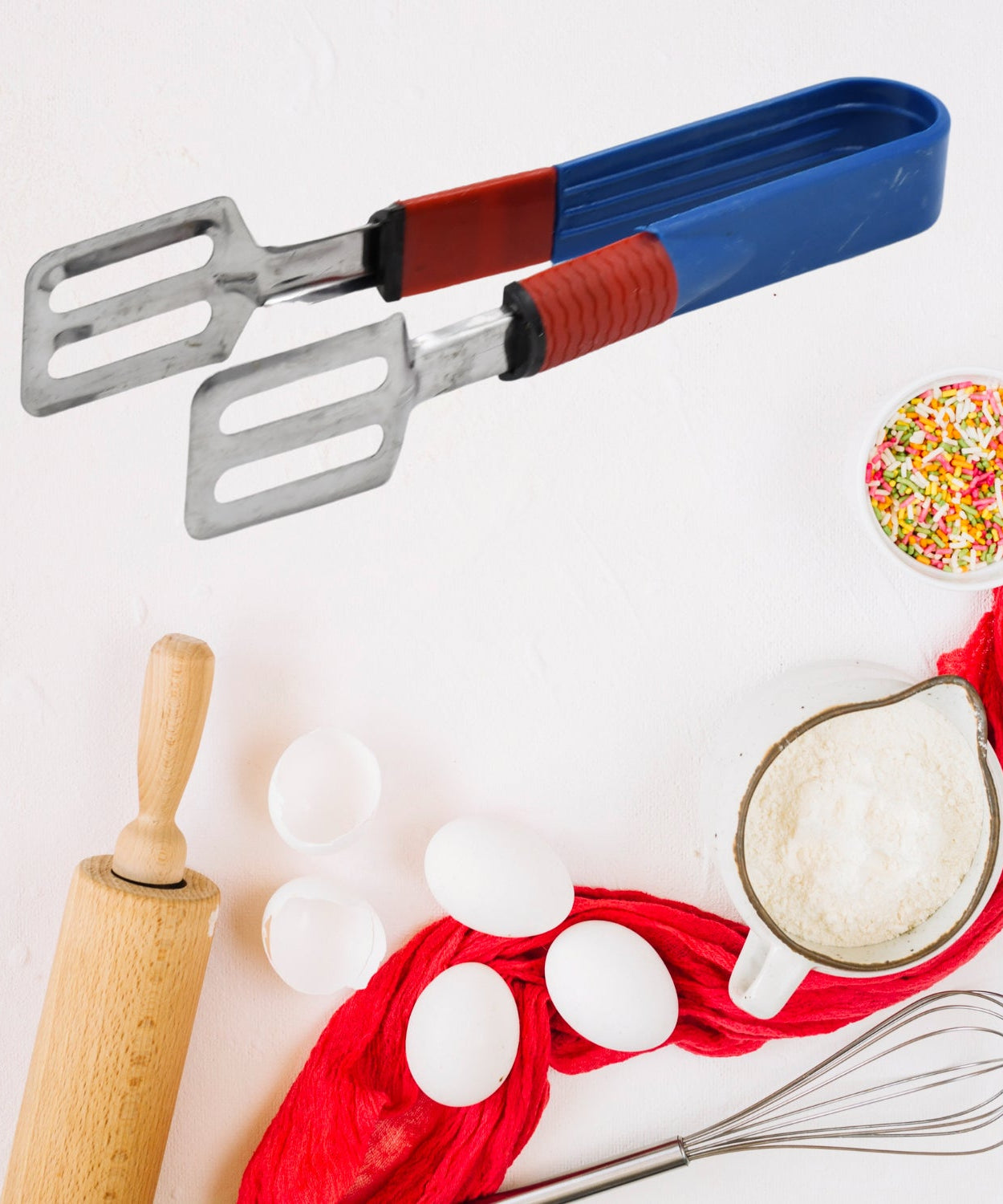 Stainless Steel Multipurpose Utility Tong / Serving Food Tongs / Tong for Kitchen and Bar / Frying, Clipping, Grilling Tong (2 Pcs Set)