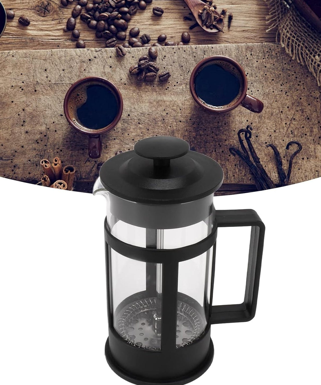 Coffee and Tea maker, Coffee Maker Glass Stainless Steel Coffee Press Glass Teapot for Camping Travel Gifts kitchen tools (Approx 350ml)