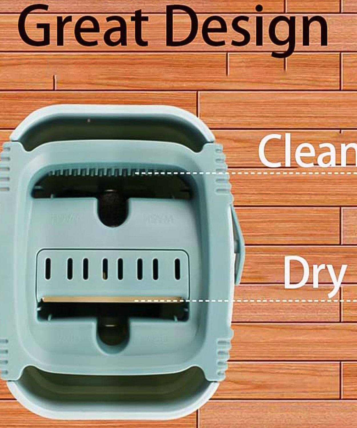 Flat mop with 2-in-1 self-cleaning and dry capabilities.