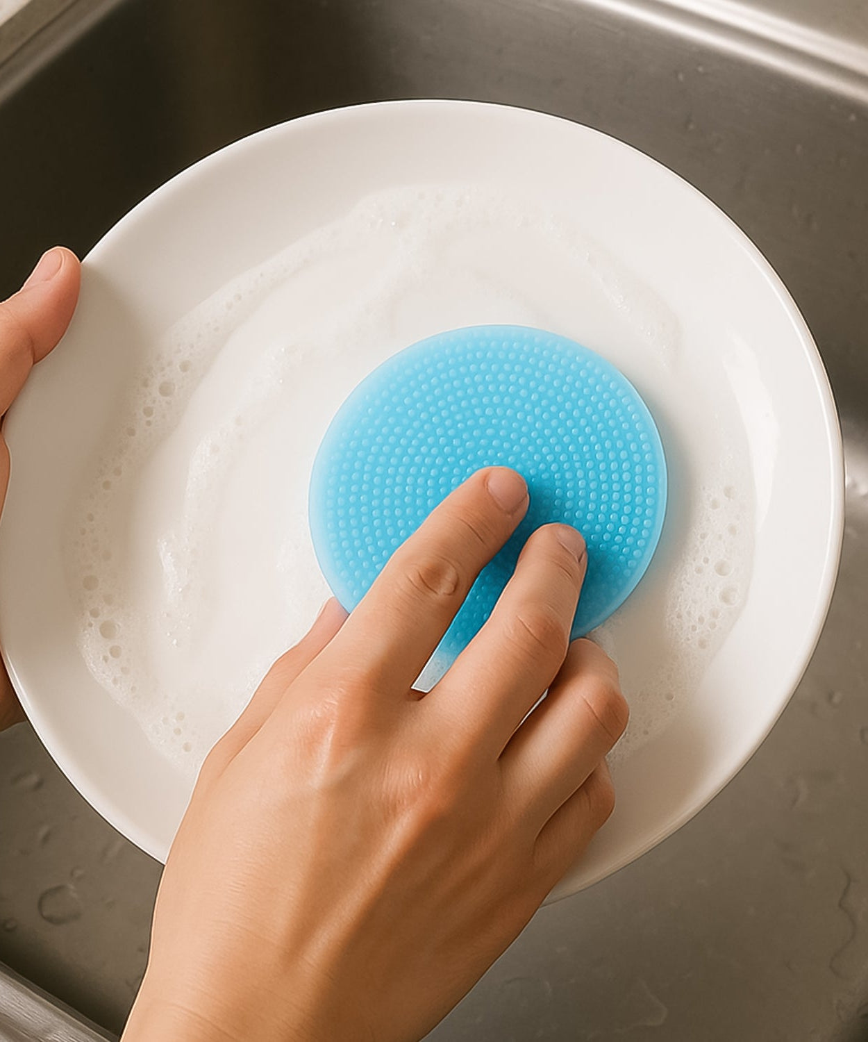 Multipurpose Sky Blue Silicone Dishwashing Sponge