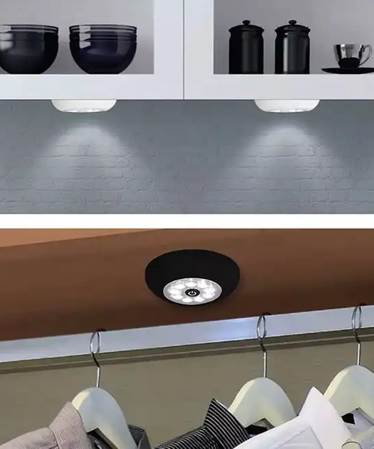 9 LED Touch Light Closet Light Battery Powered Stick-on Anywhere Puck Lights with New Strong Adhesive for Cabinet, Stair, Bedroom, Kitchen Night Light Stick Tap Night ( Battery Not Included / 1 Pc )