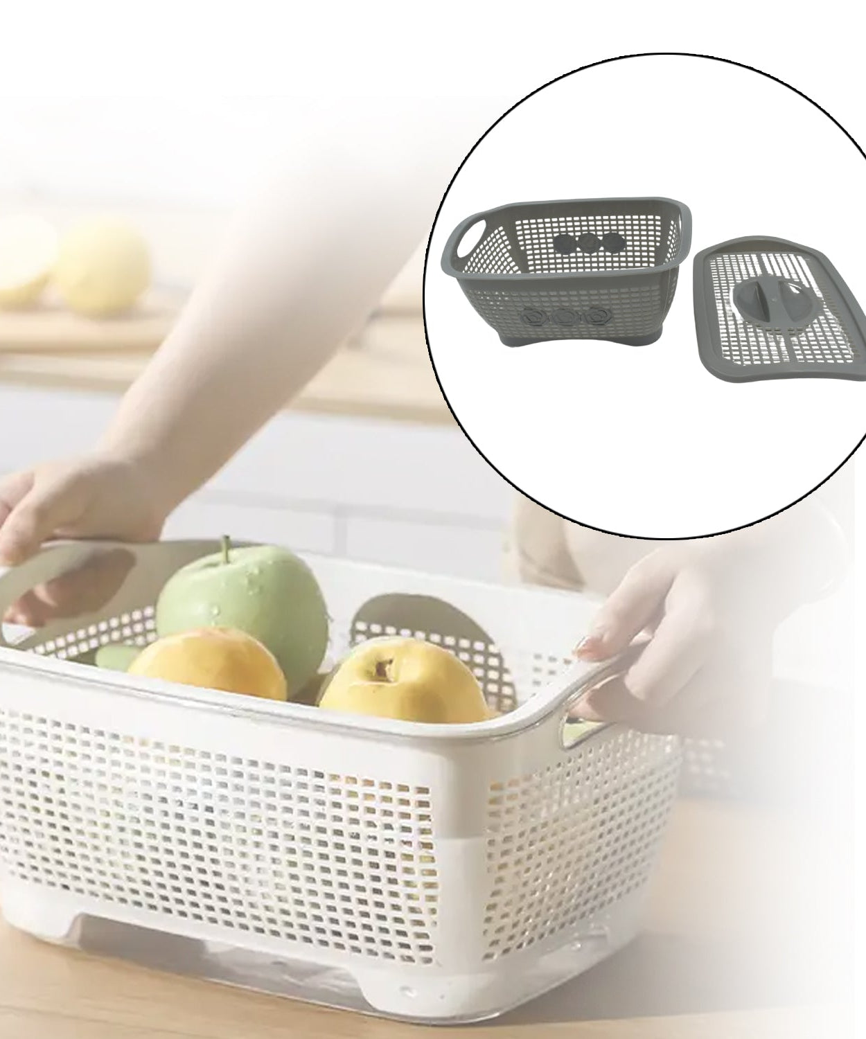 Multipurposes Plastic Basket, Organizer for Kitchen, Countertop, Cabinet, Bathroom with Lid, Plastic Storage Basket For Store Fruits, Vegetables, Magazines, Cosmetics, Stationary (1 Pc / Mix Color )