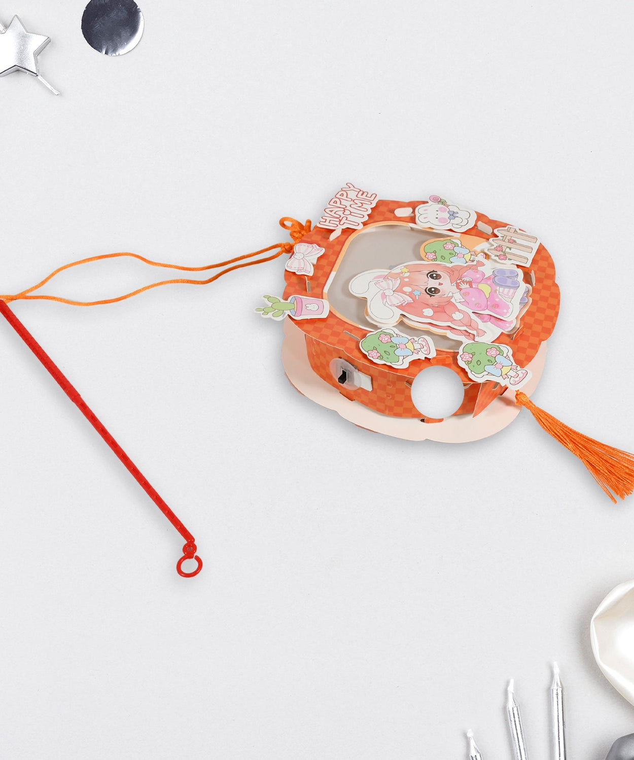 DIY Handmade Cartoon Paper Lanterns – Antique Hollow-Out LED Projection for Festival Decor