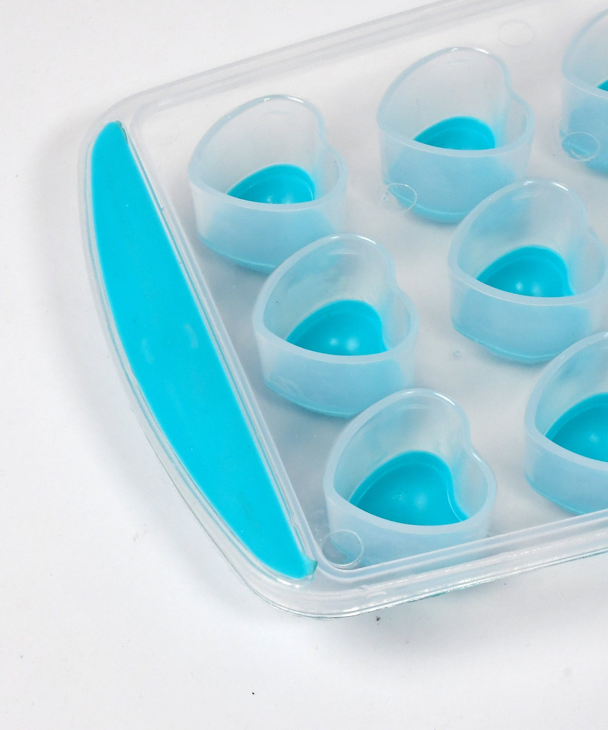 Silicone ice tray with heart-shaped cubes