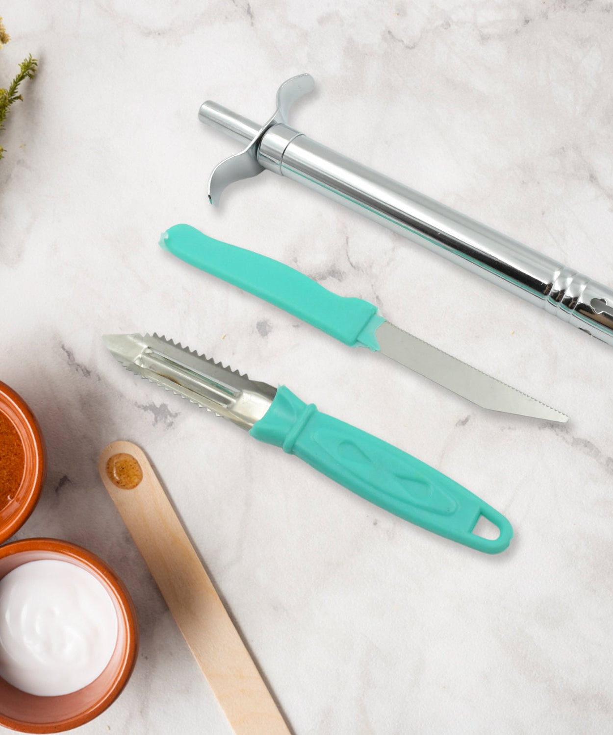 Kitchen lighter and stainless steel knife