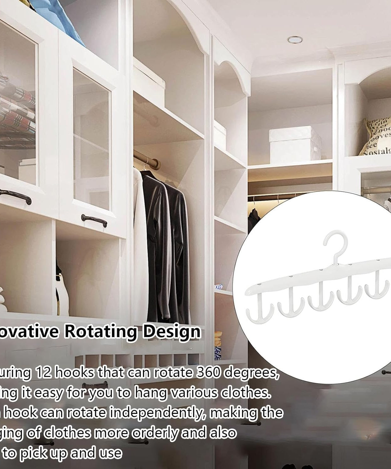 Rotatable Tank Top Hanger – Space Saving Closet Organizer for Dorms & Apartments (12-Hook)