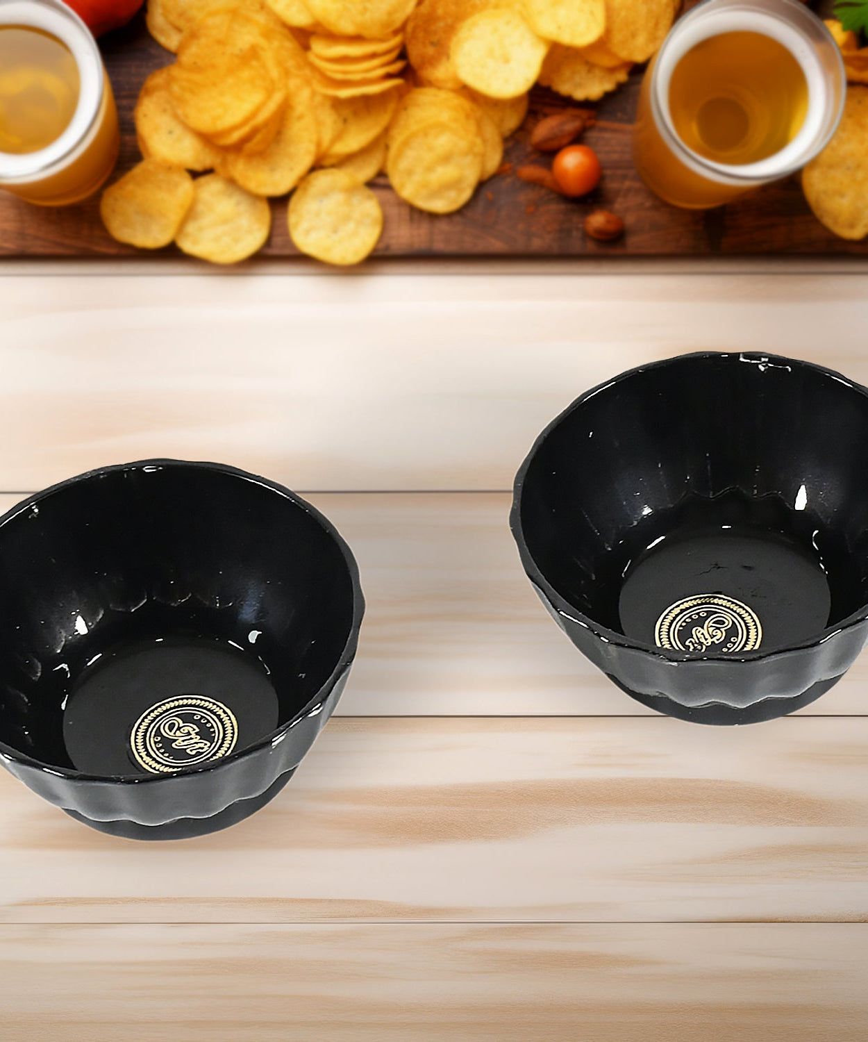 Ertiga Round Ceramic Bowl With Plastic leaf shape Serving platter Portable, Lightweight Breakfast, Serving Bowl | Highly Durable Material | Ideal for Rice, Pasta, Desserts Home & Kitchen Serving Bowl & platter (4 Pcs set)