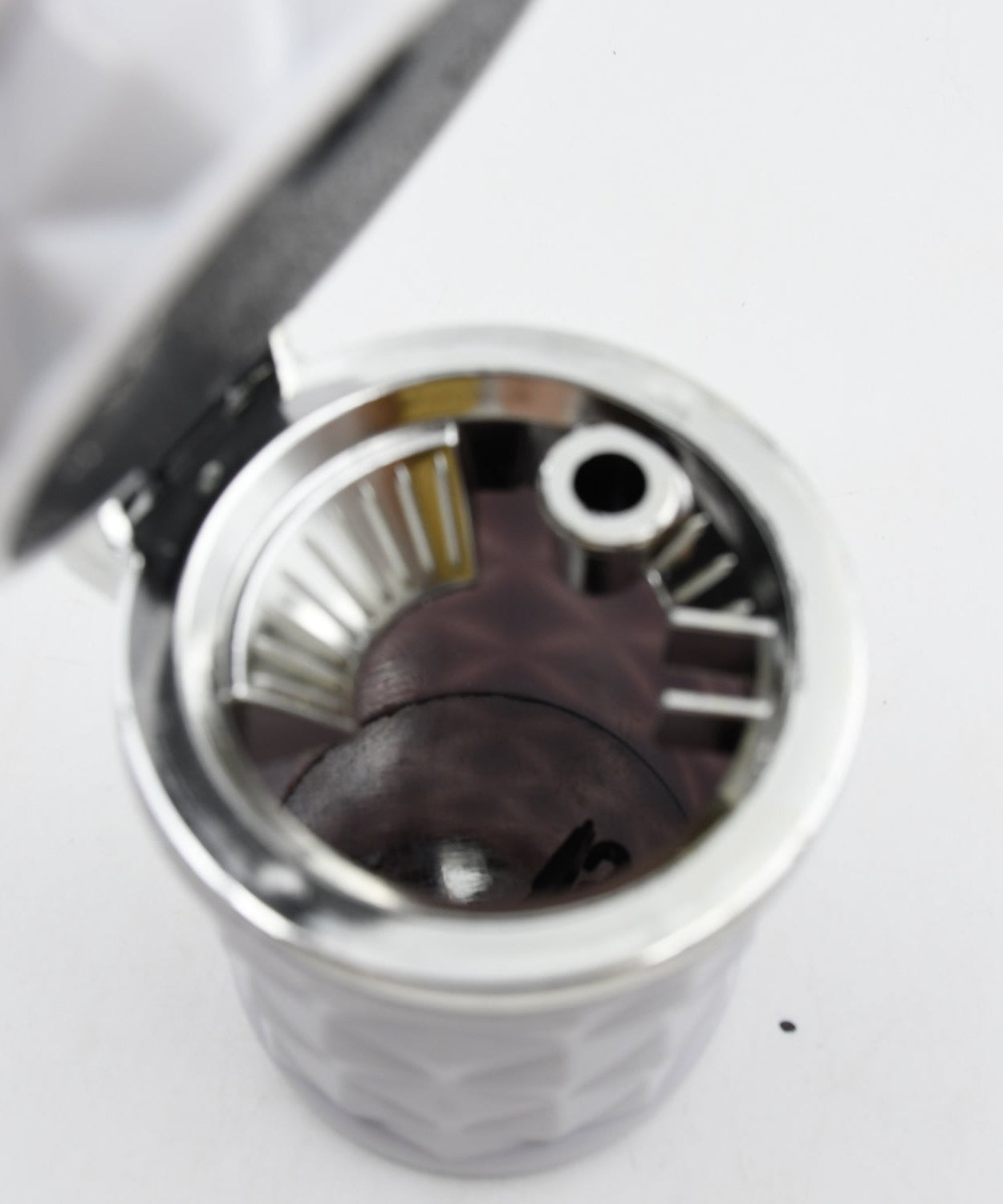 Portable car ashtray with blue LED light, decorative and functional