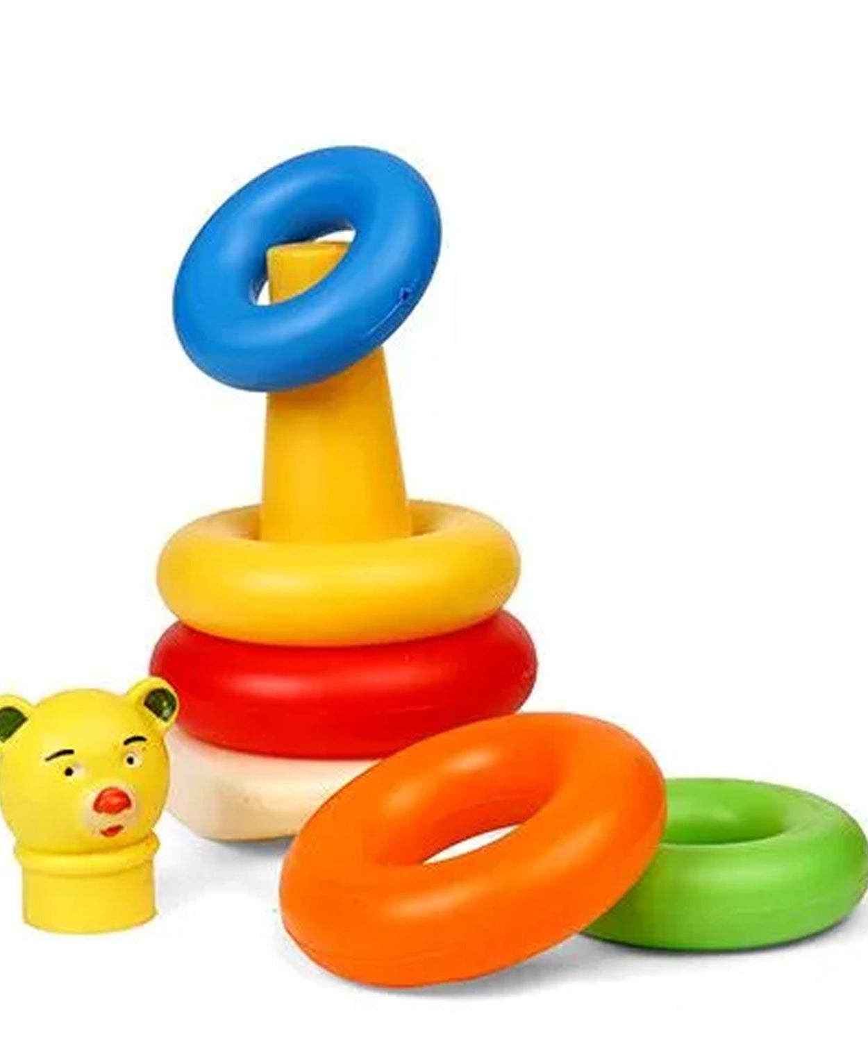 Baby toy set with multiple rings for stacking.