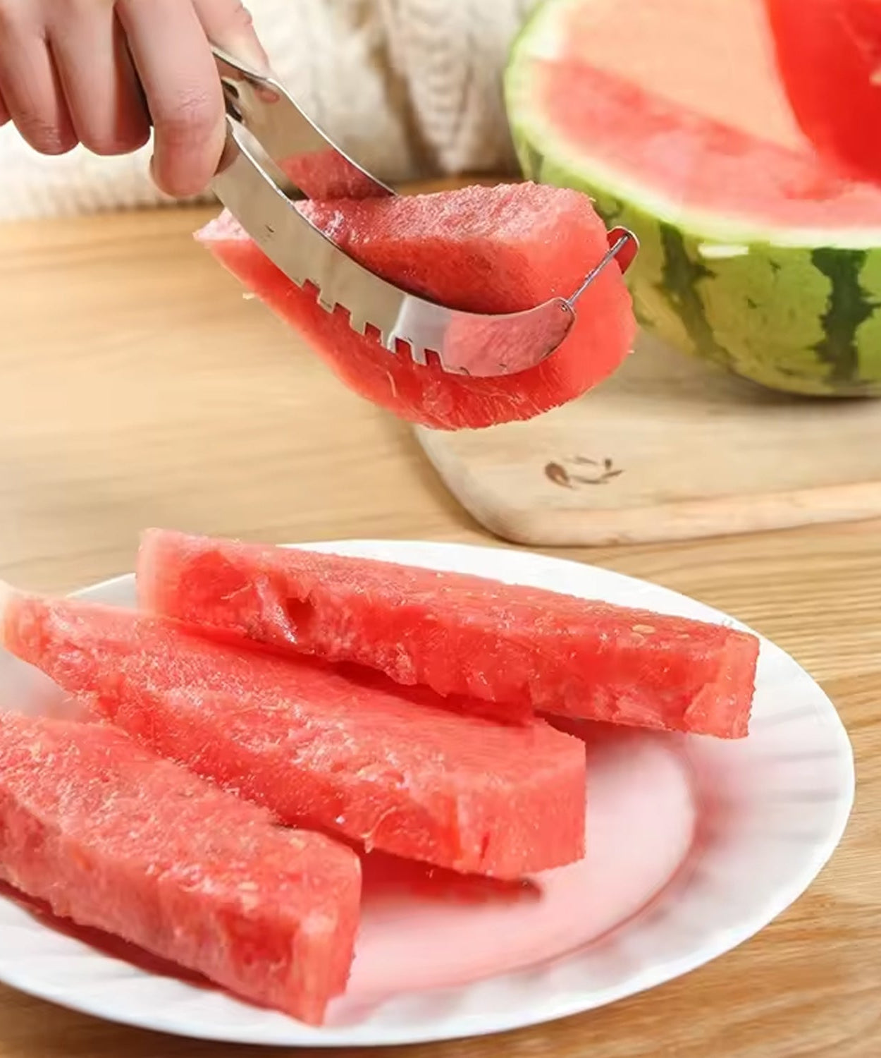 3in1 Stainless Steel Watermelon Cantaloupe Slicer Knife, Corer Fruit, Vegetable Tools Kitchen (1 Pc)