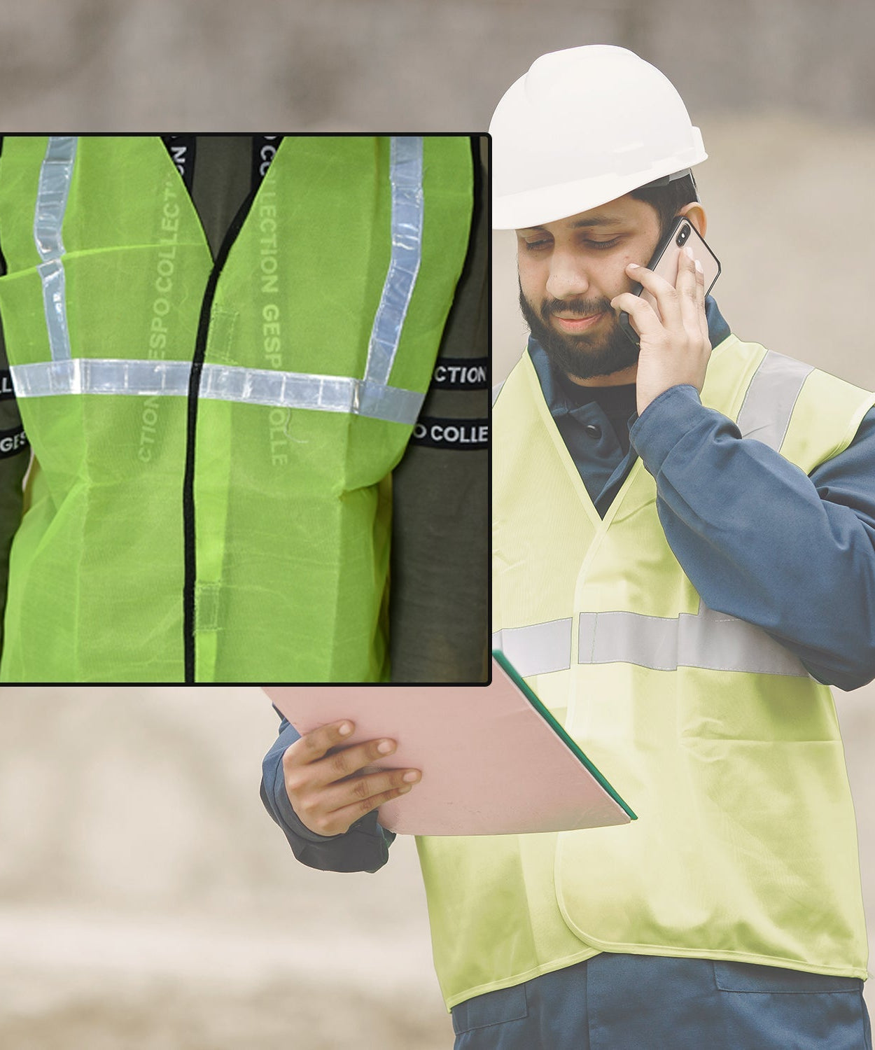 Reflective green safety jacket for construction workers